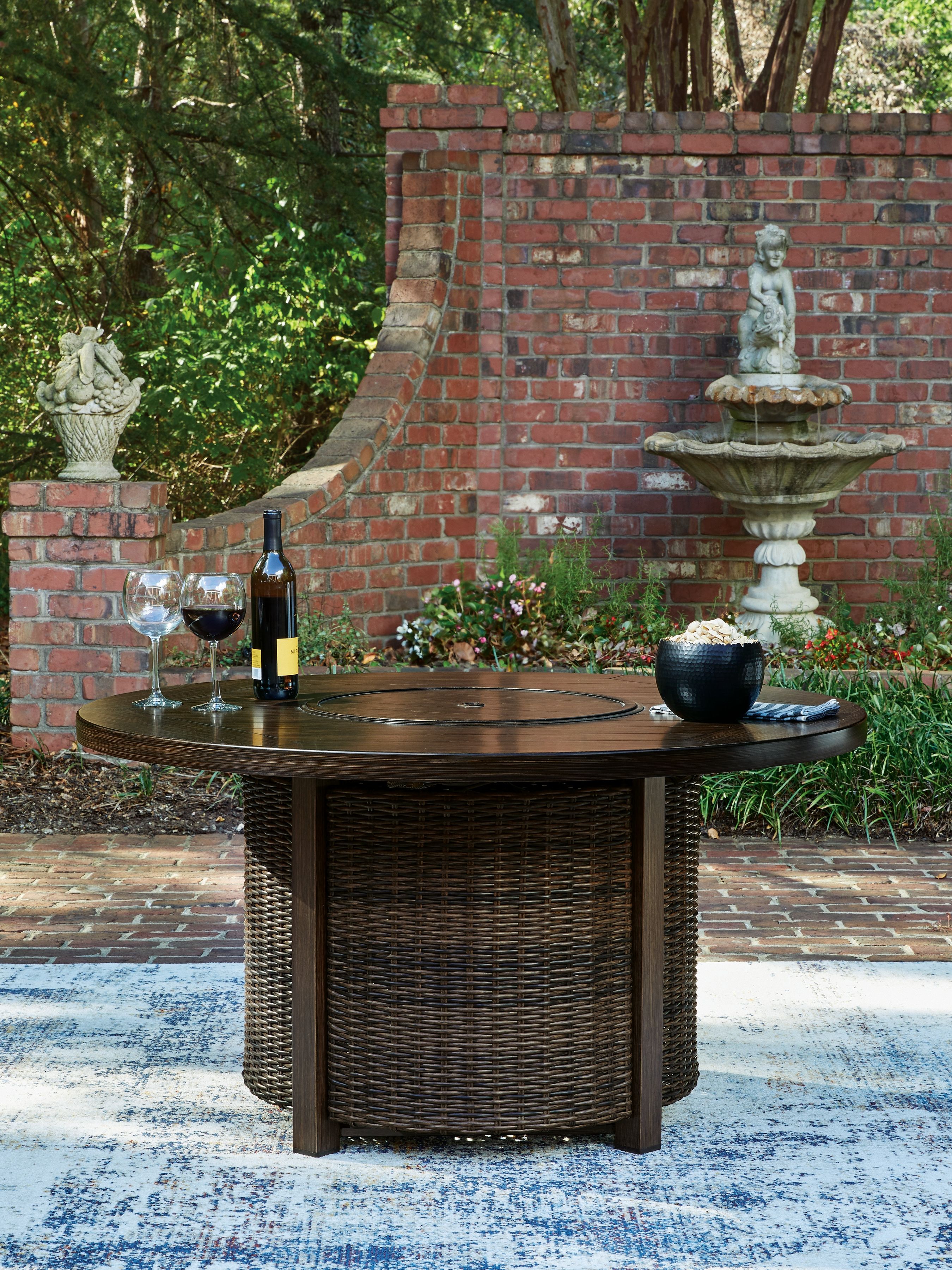 Ashley Furniture Monterey Point - Round Fire Pit Table - Dark Brown - Image 5