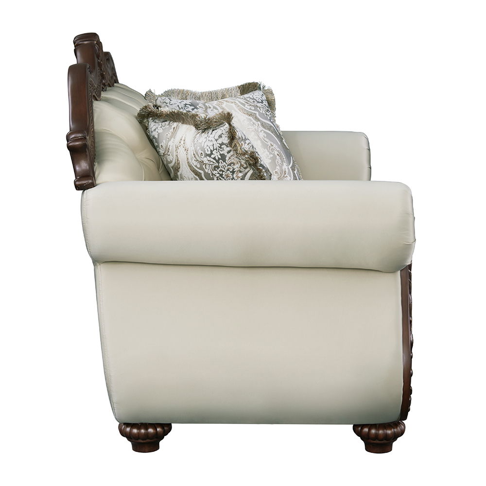 Pierce - Loveseat With 3 Pillows - Beige Fabric & Cherry, beige, view 3