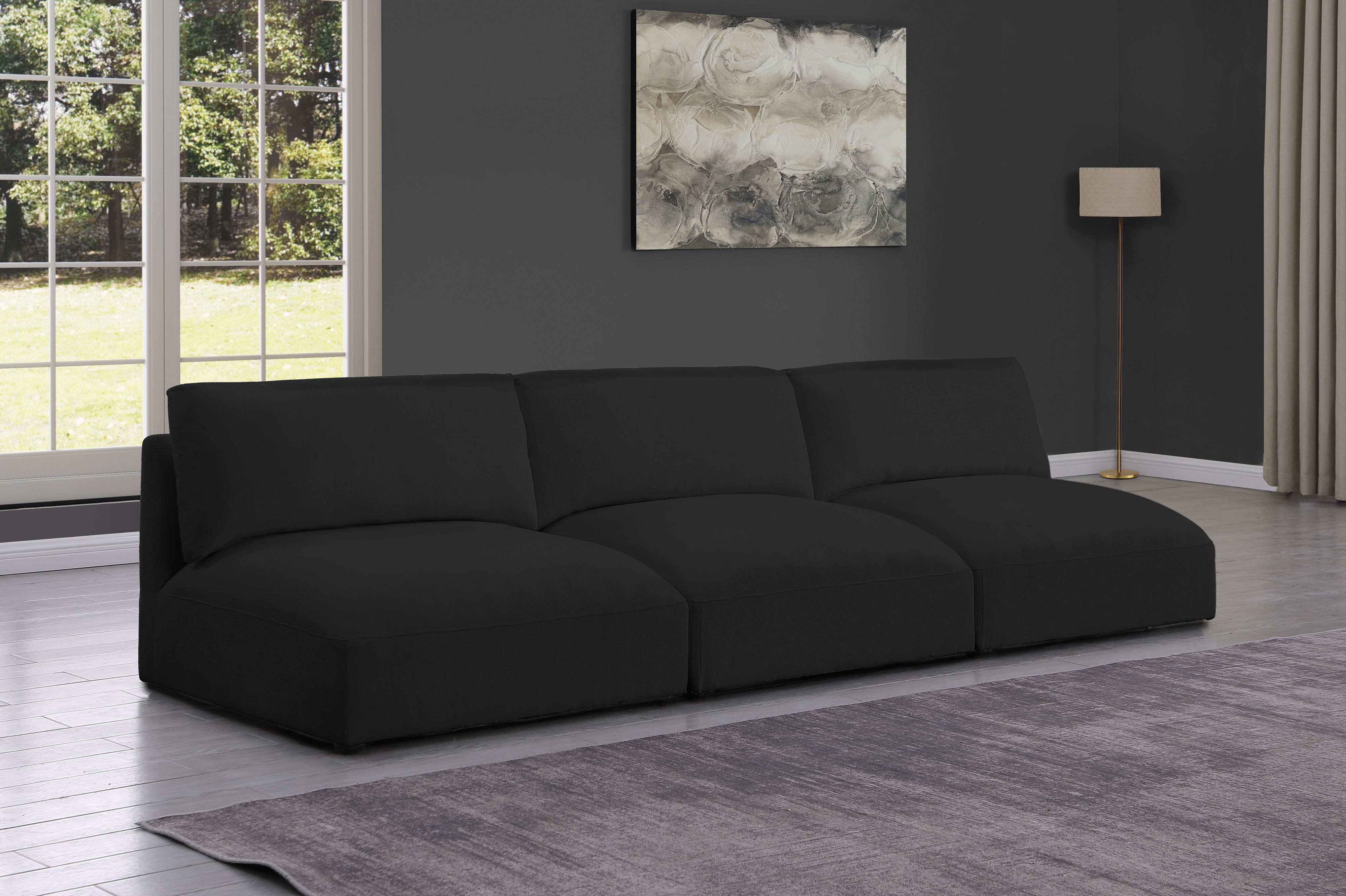 Ease - 3 Piece Modular Armless Sofa - Black