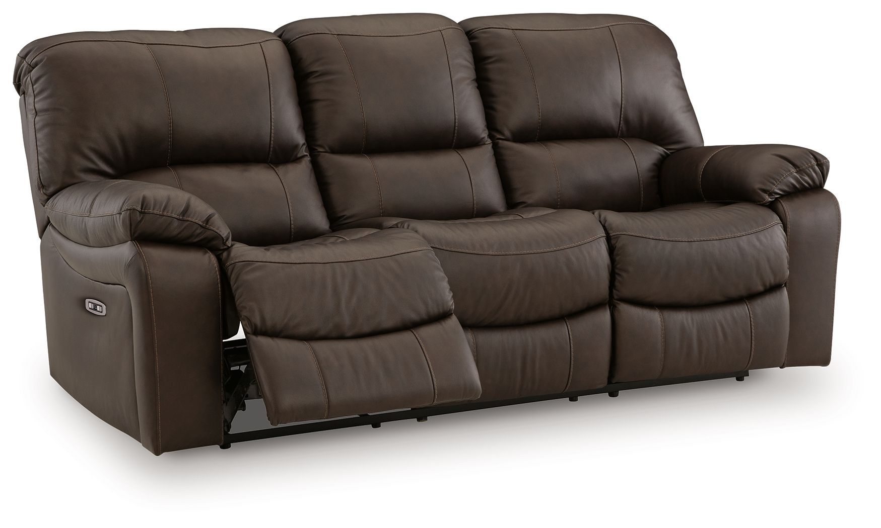 Ashley Furniture Leesworth - 3 Pc. - Power Reclining Sofa, Loveseat, Rocker Recliner - Dark Brown - Image 4