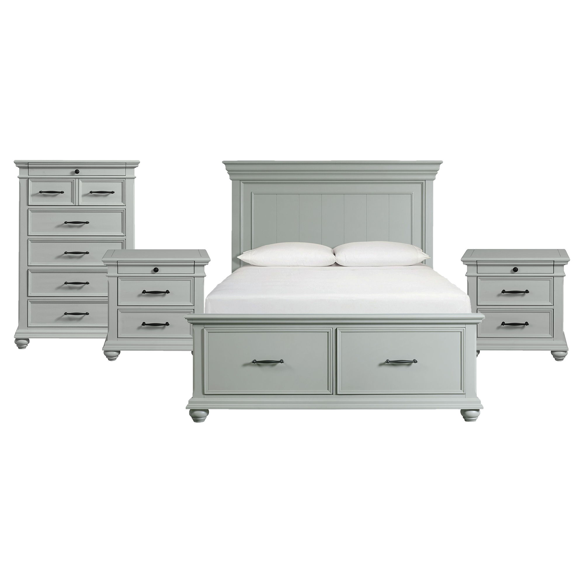 Queen · 4 Pc · Bedroom Set With 2 Nightstands & Chest
