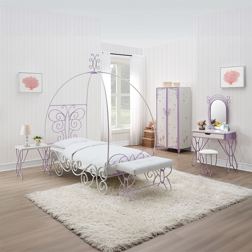 Priya II - Wardrobe - White & Light Synthetic Leather Rple, white