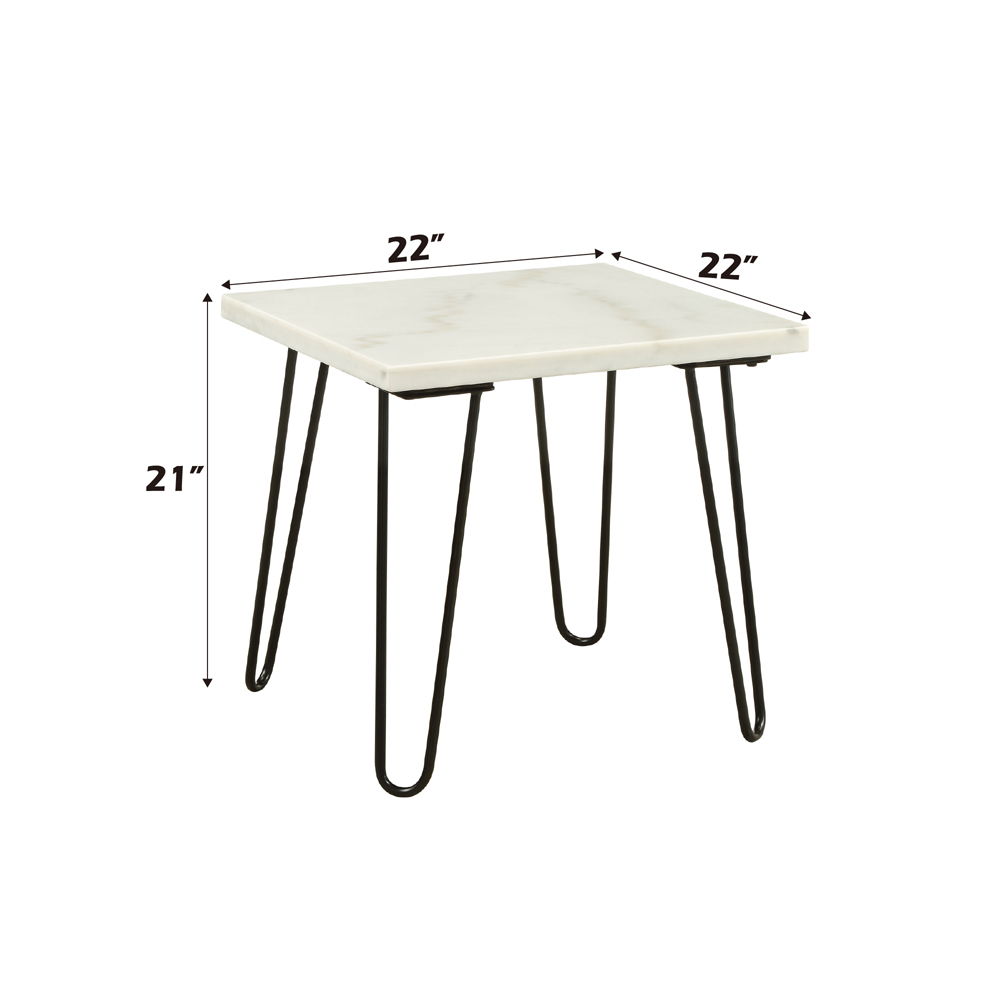 Telestis - End Table - White Marble Top & Black, white, view 4