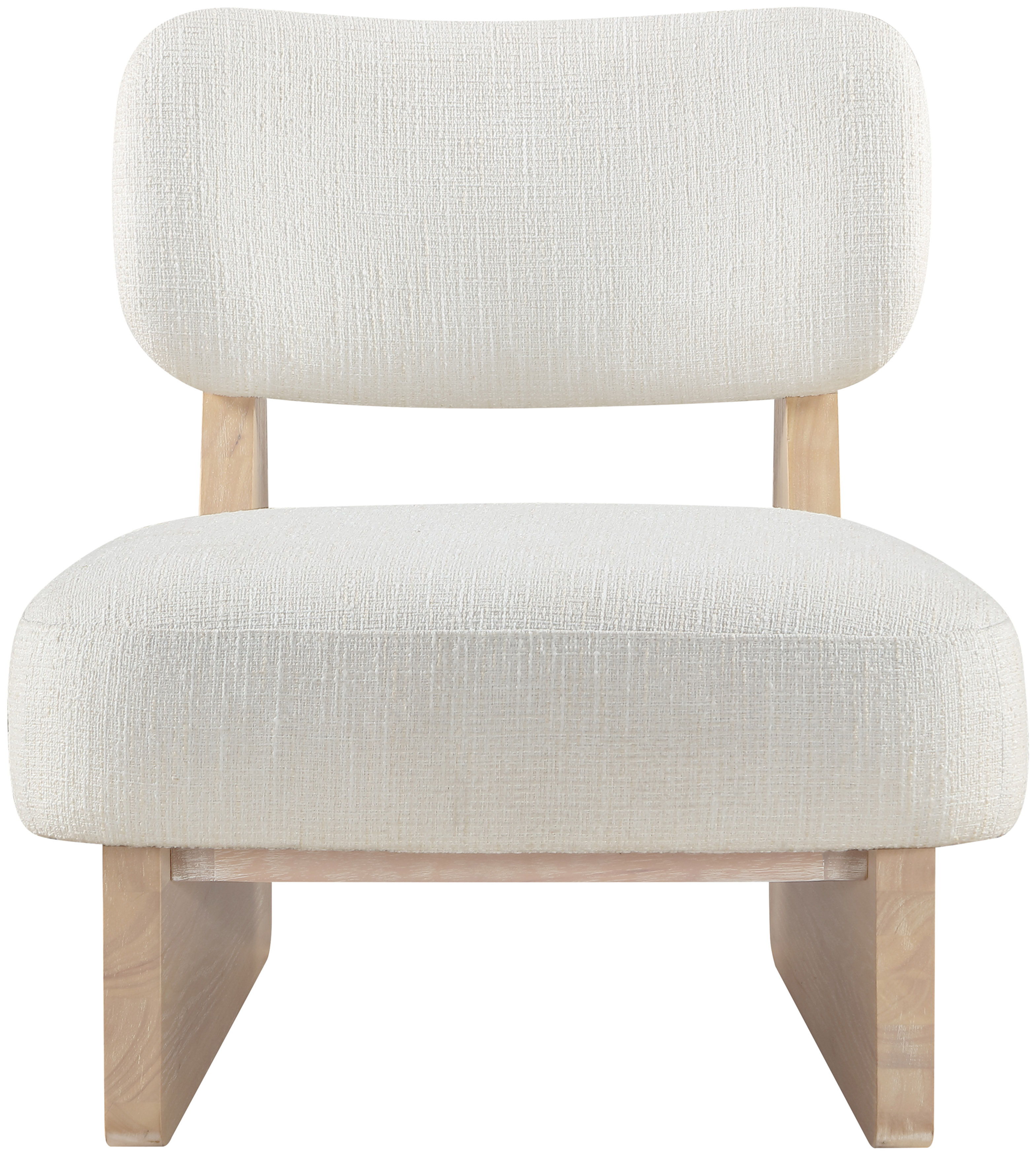 Vetra - Linen Textured Fabric Upholstered Accent Chair - Cream / Painted Natural