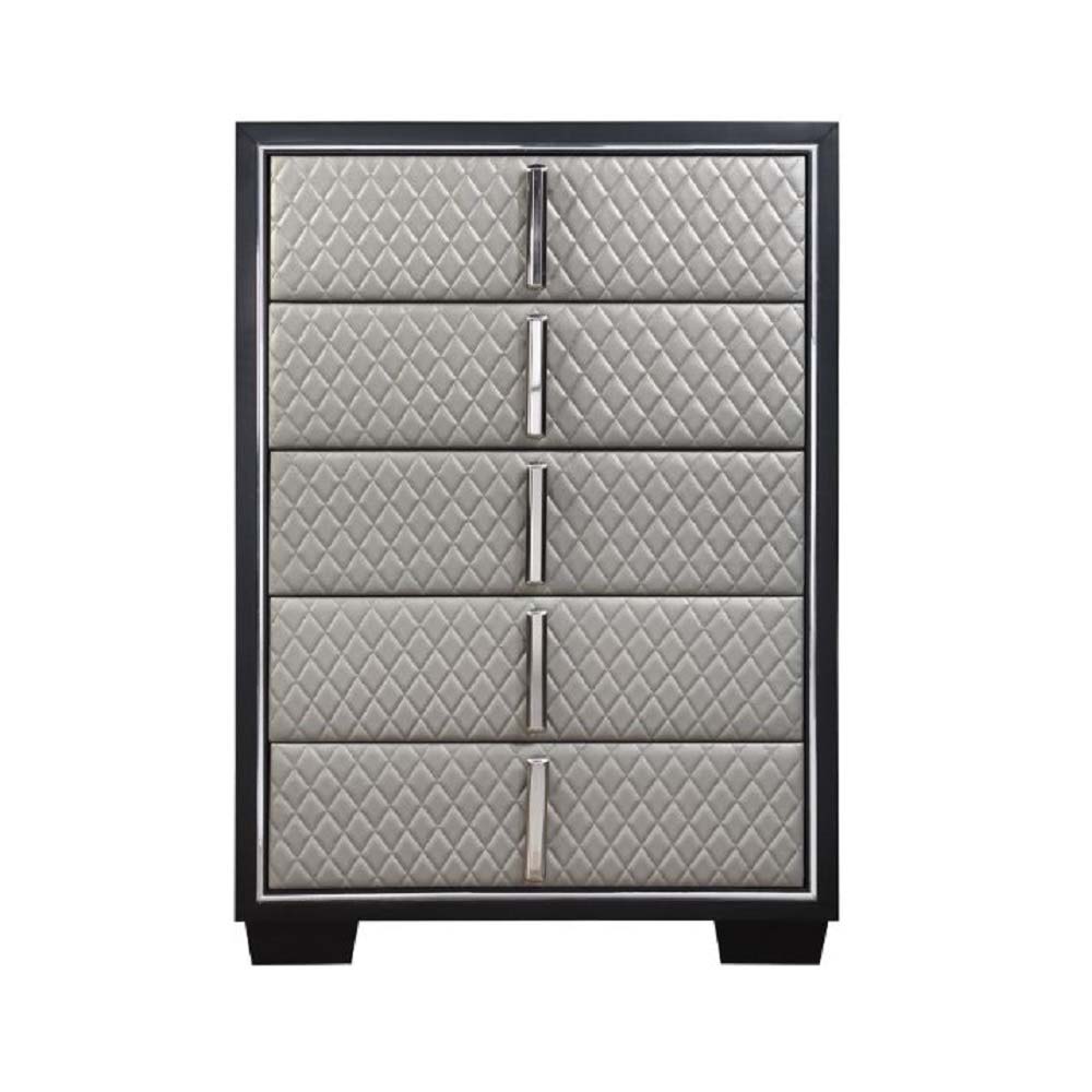 Nicola - Chest - Silver Synthetic Leather & Black, silver, view 5