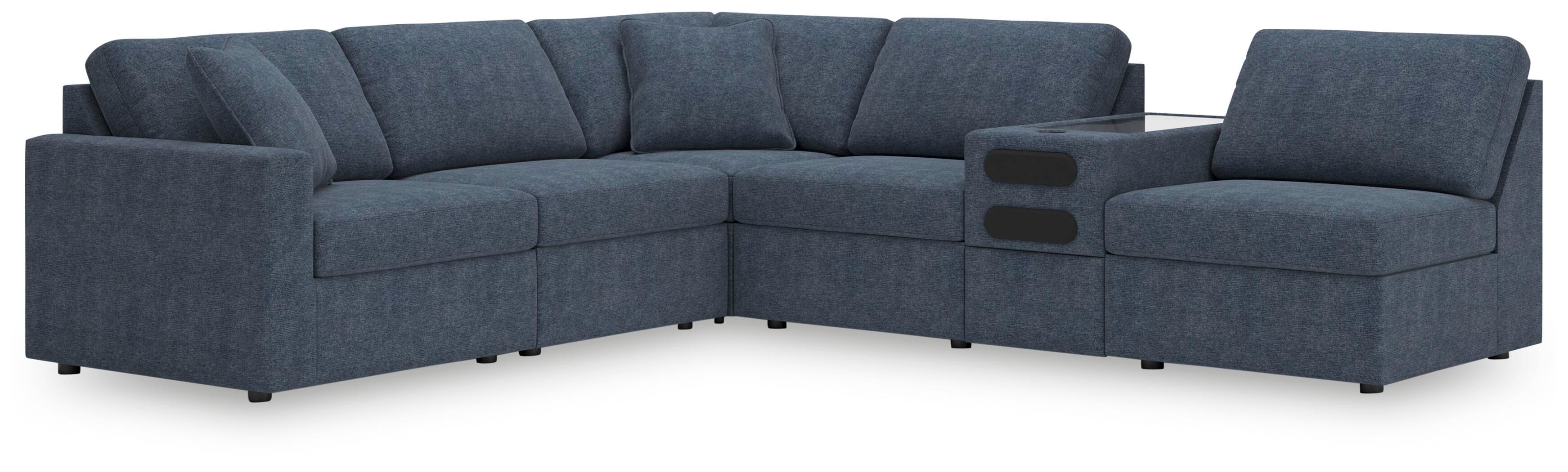 Modmax – 6-Piece Sectional With Audio System Console And 3 Armless Chairs – Ink