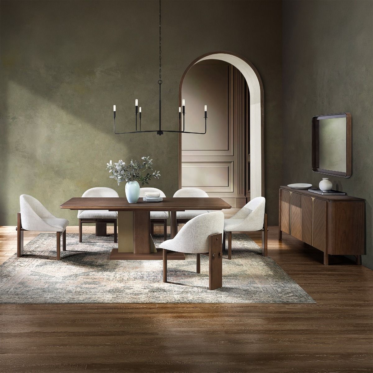 Ouida - Dining Table - Brown & Gold, dark brown