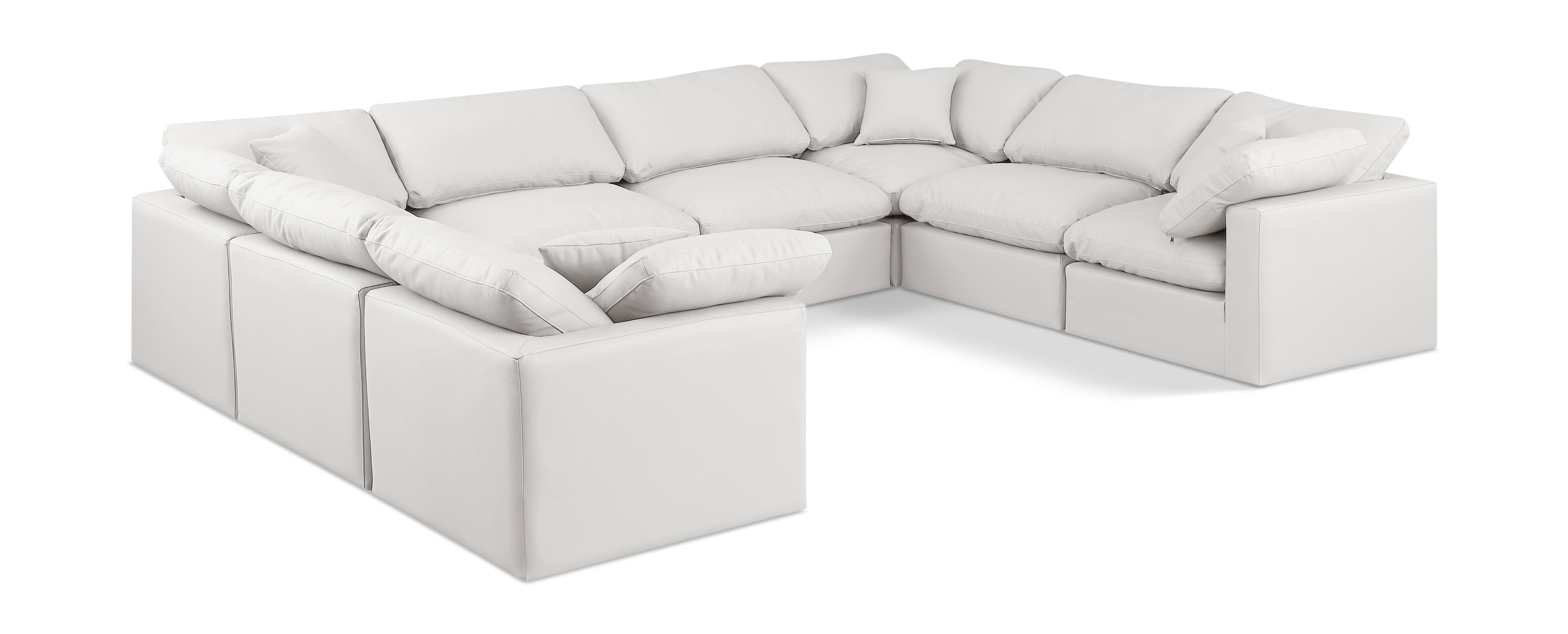 Indulge - Faux Leather 8 Piece Modular Sectional - Cream