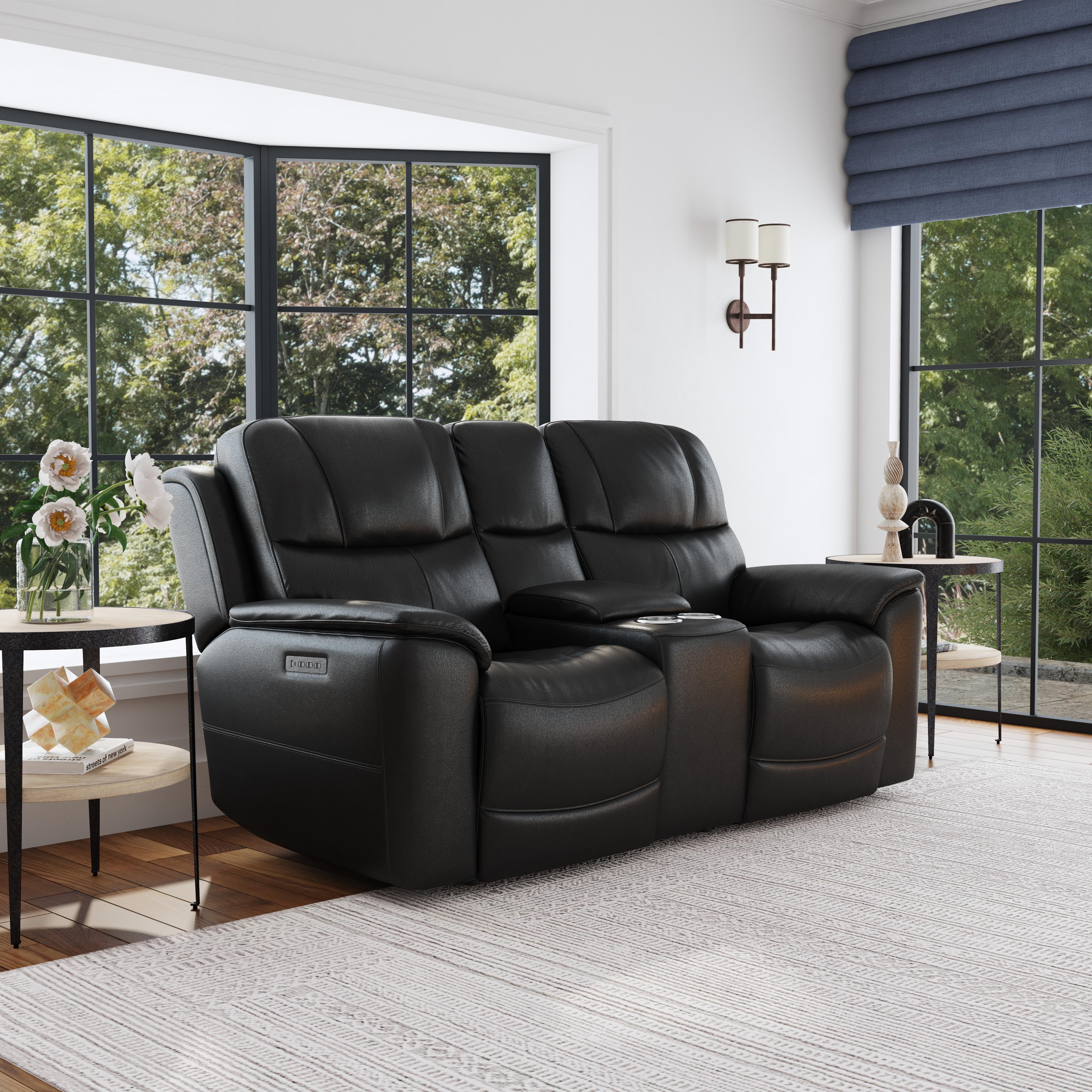Crew - Power Reclining Loveseat With Console, Power Headrests & Lumbar - Raven, black, view 8