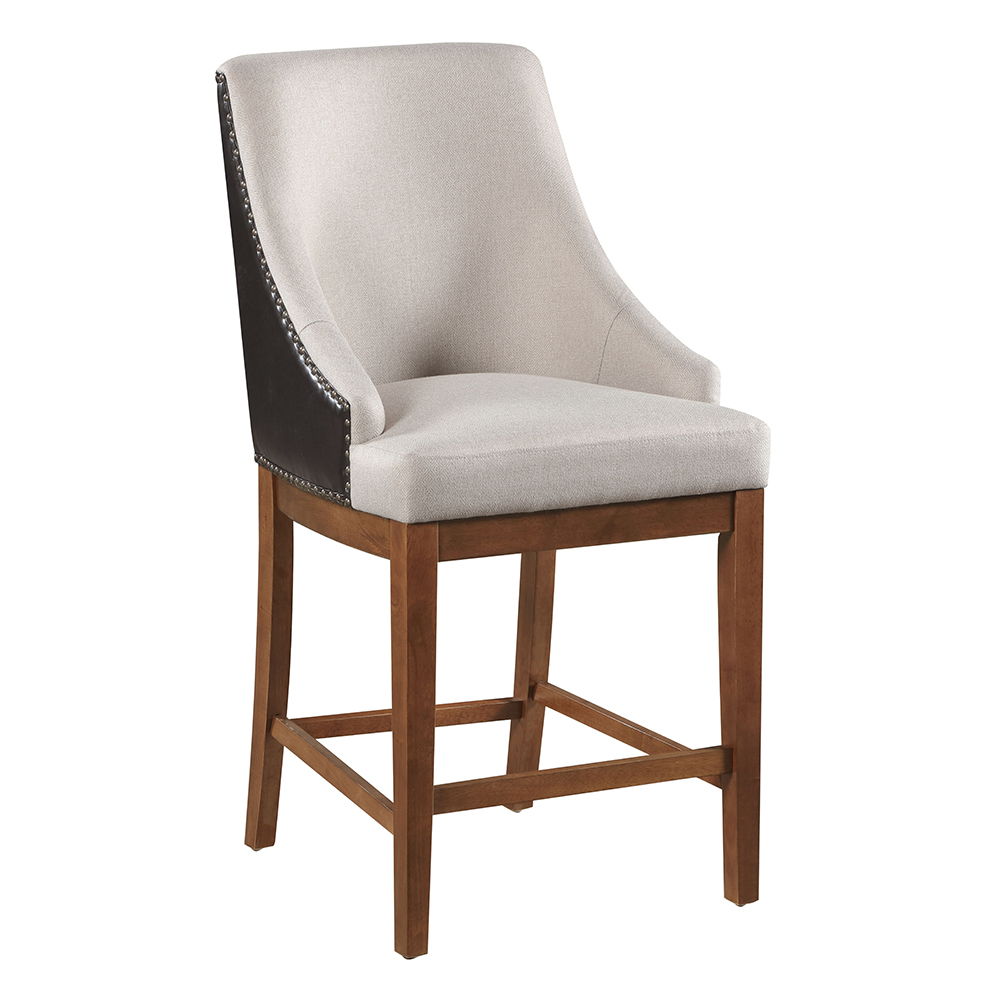 Gilsea - Counter Height Chair (Set of 2) - Fabric, Brown Synthetic Leather & Brown, light brown, view 2