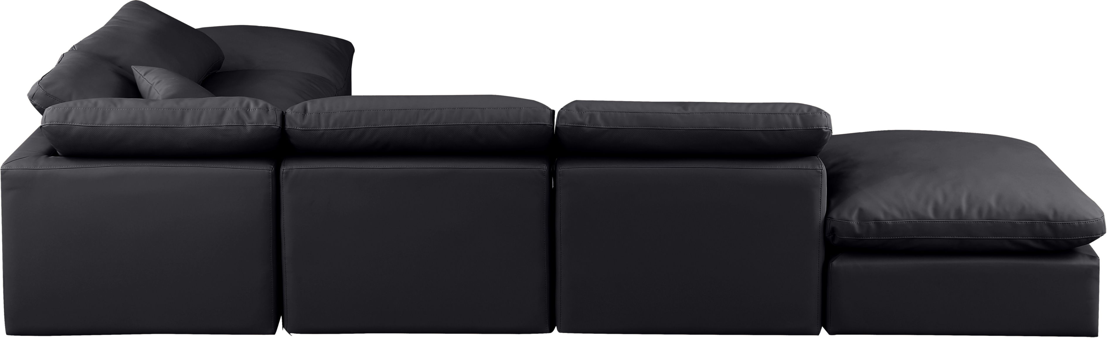 Indulge - Faux Leather 6 Piece Modular Armless Sectional - Black
