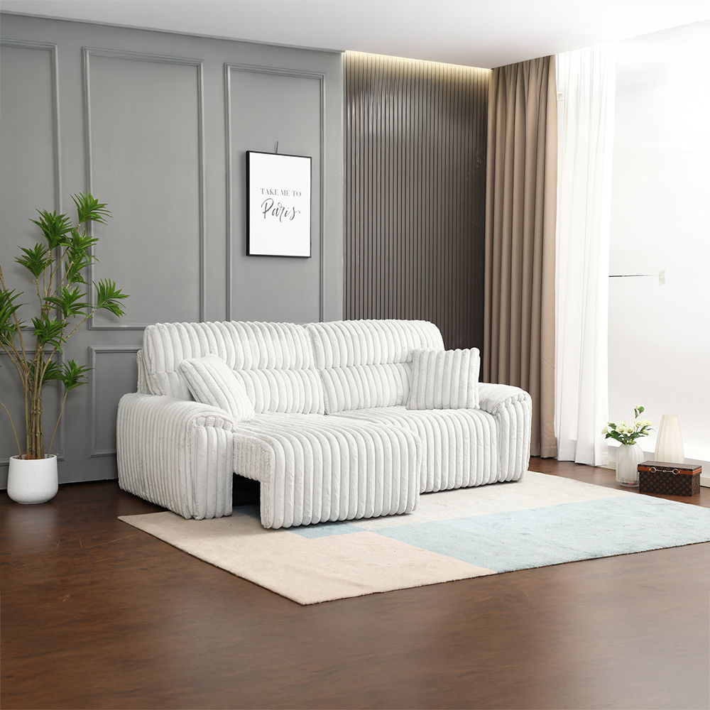 Jaya - Power Motion Sofa With Sleeper & USB Port - Mondo Gray Corduroy, white, view 3