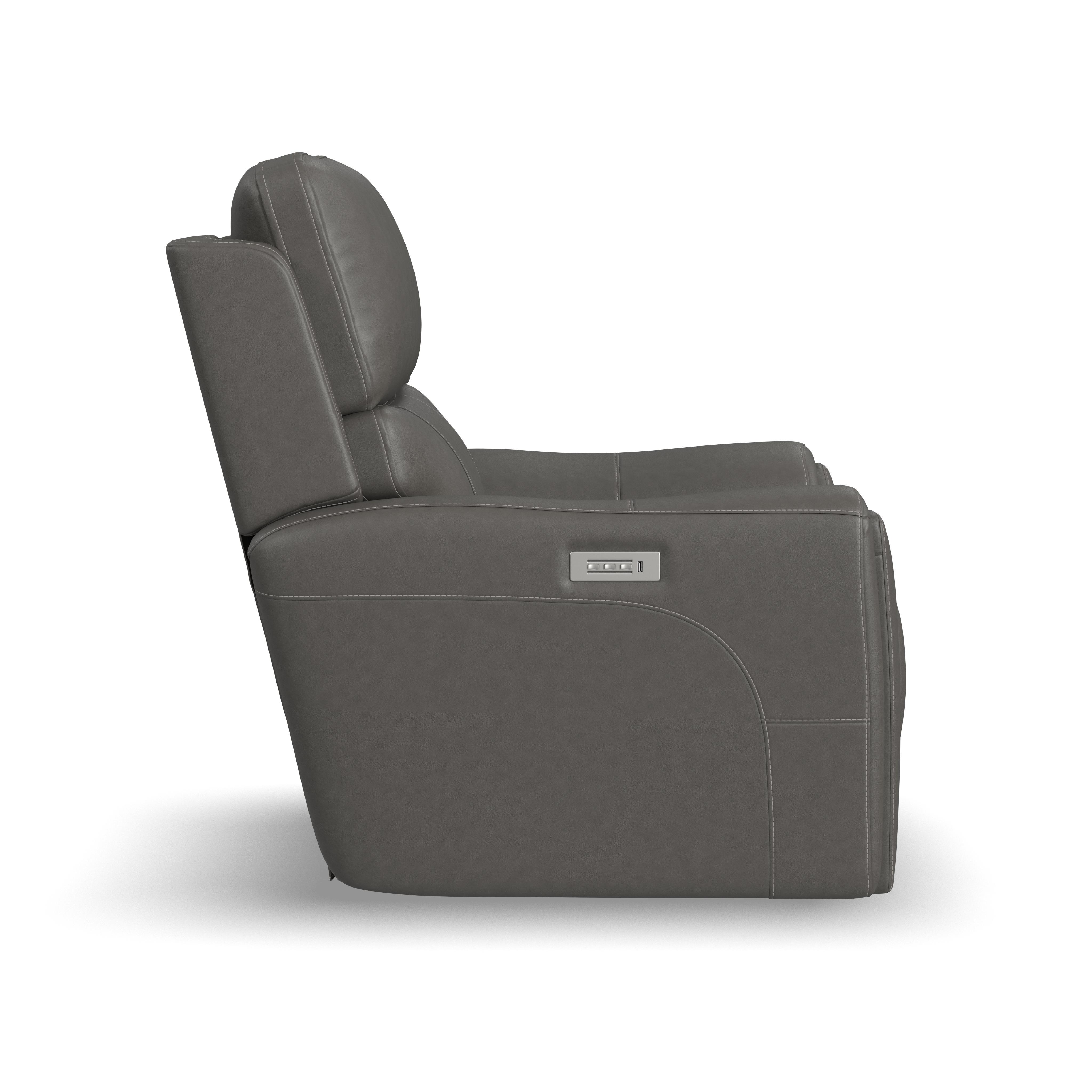Carter - Power Recliner With Power Headrest & Lumbar - Smoke, dark gray, view 3