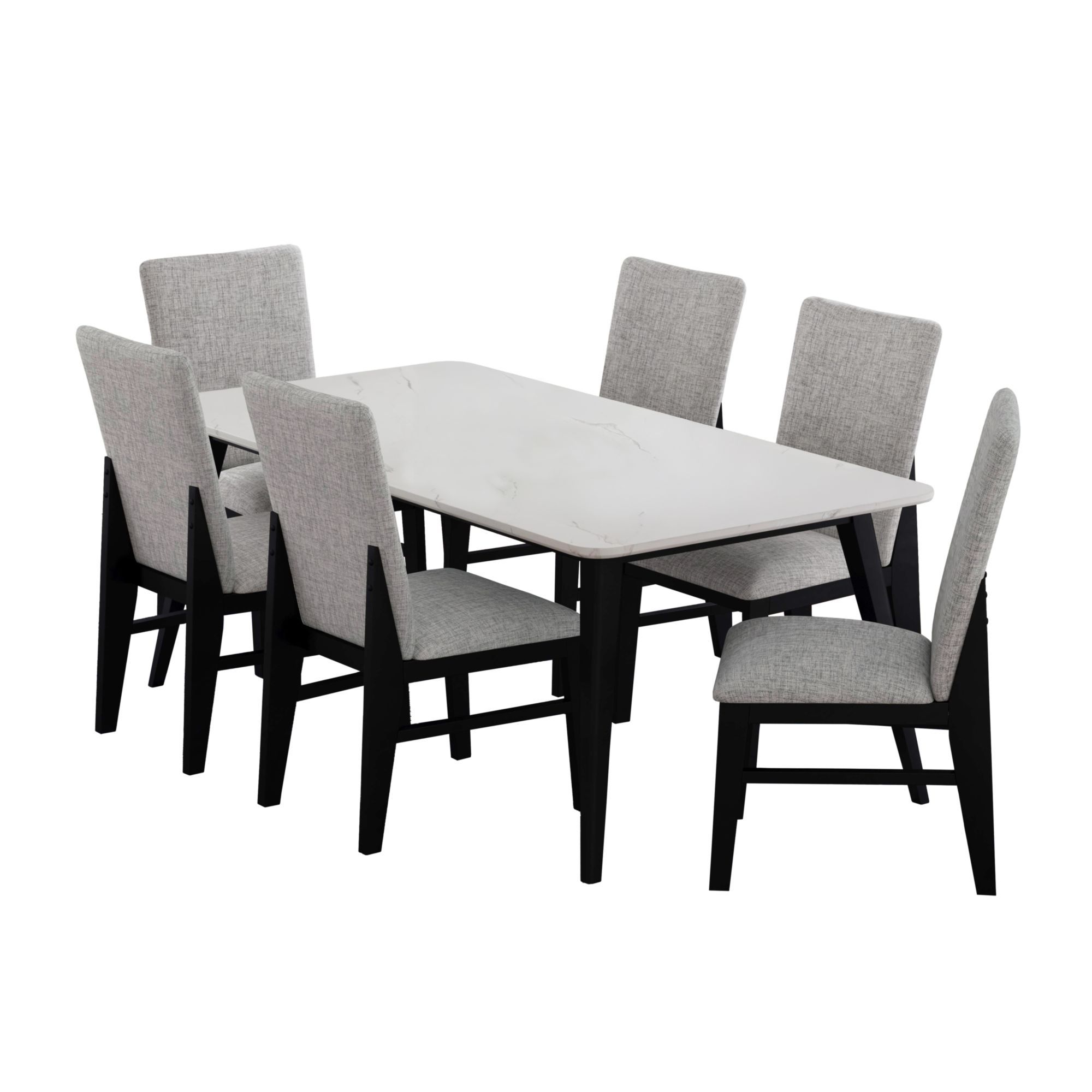 Marlene - 7 Piece Standard Height Dining Set (Table And Six Chairs) - White / Black