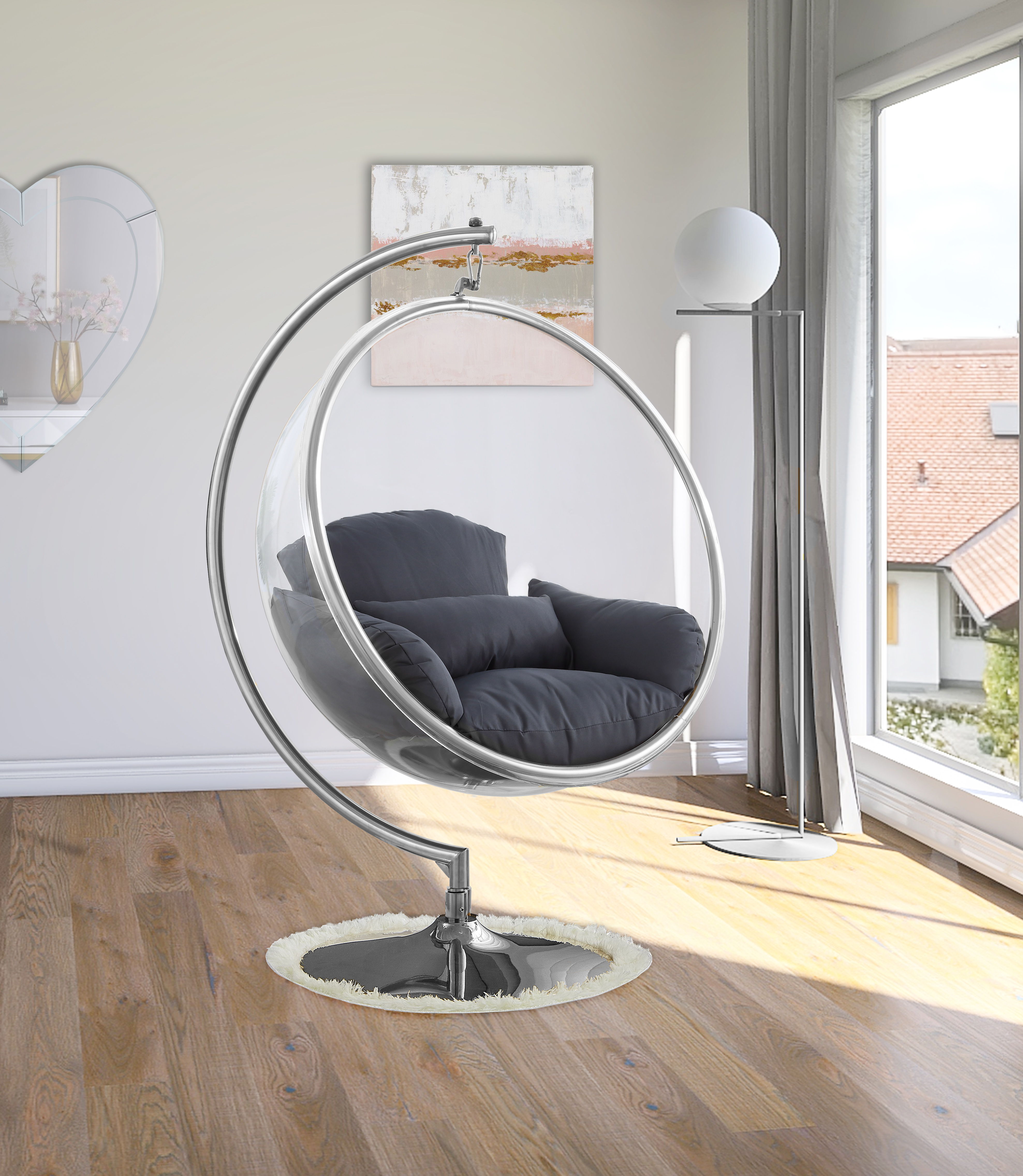 Luna - Fabric Swing Chair - Gray