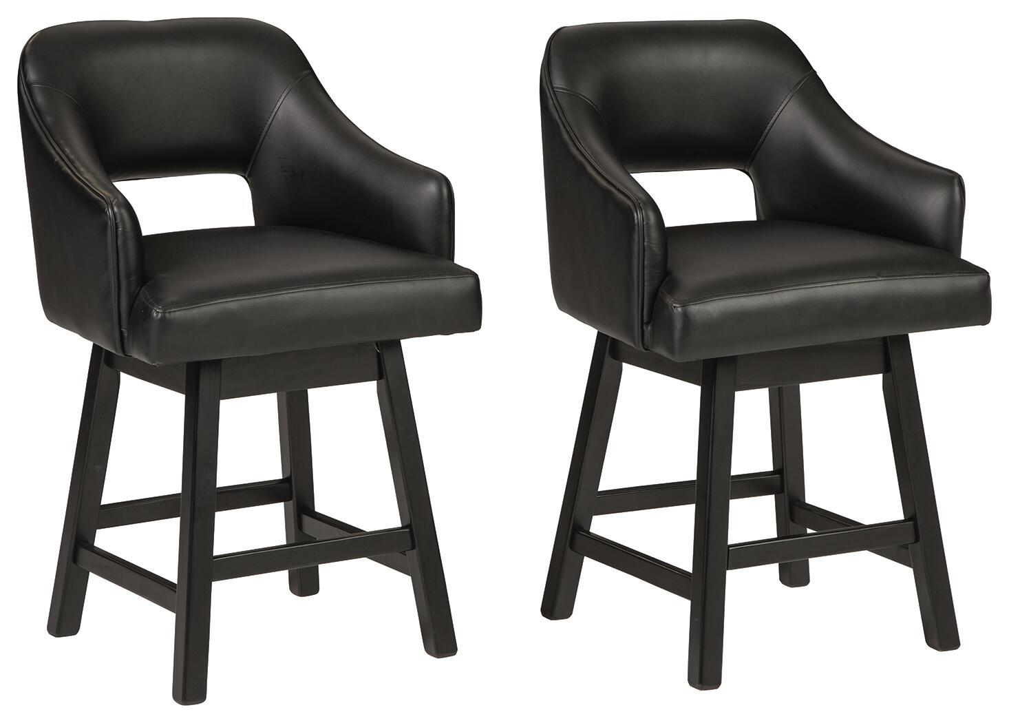 Tallenger – UPH Swivel Barstool (Set of 2) – Black / Dark Brown