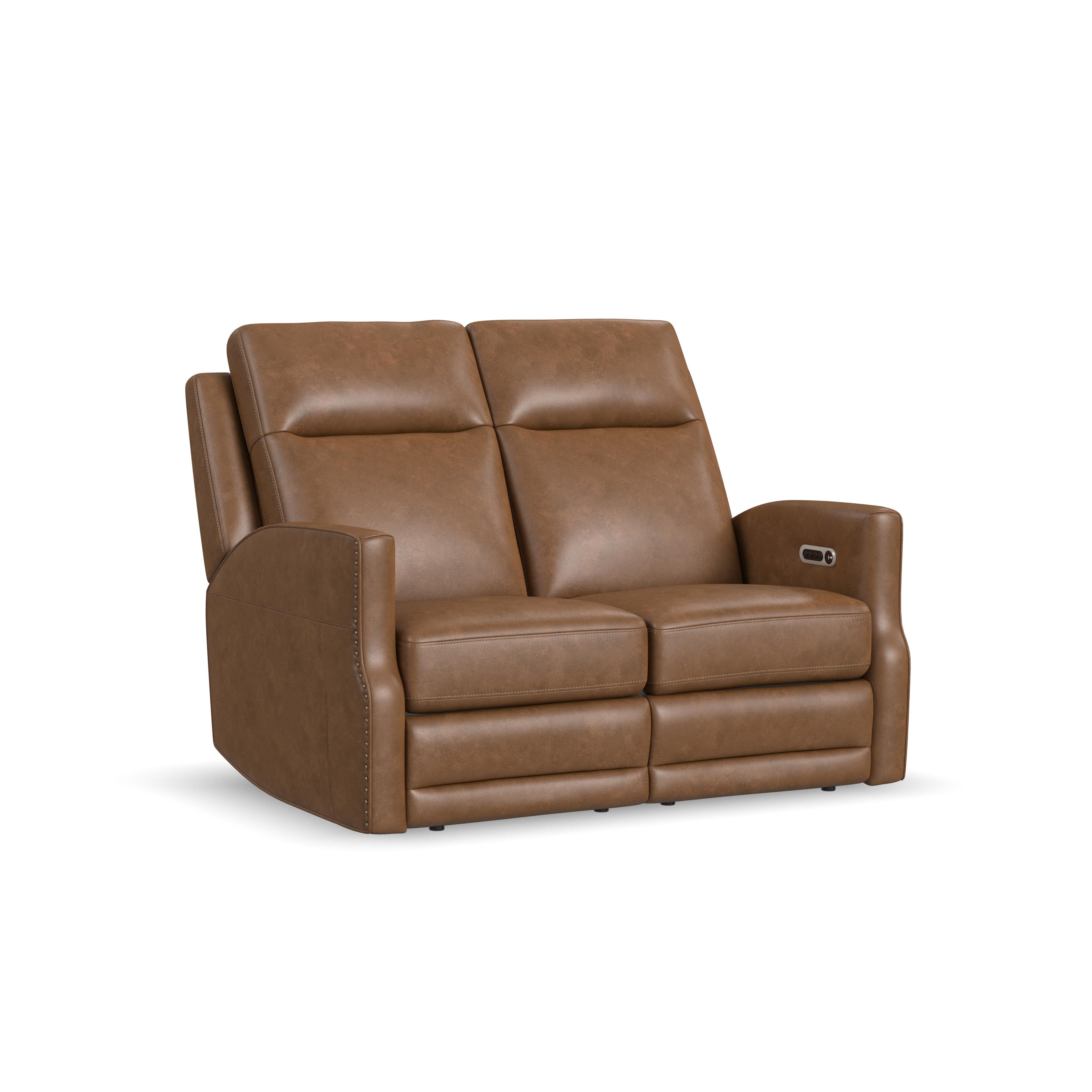 Maxwell - Power Reclining Loveseat With Power Headrests And Lumbar - Cedar, light brown