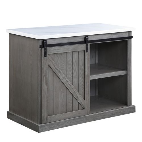 Gauri - Kitchen Island - Marble Top Top & Gray Oak, dark gray, view 2