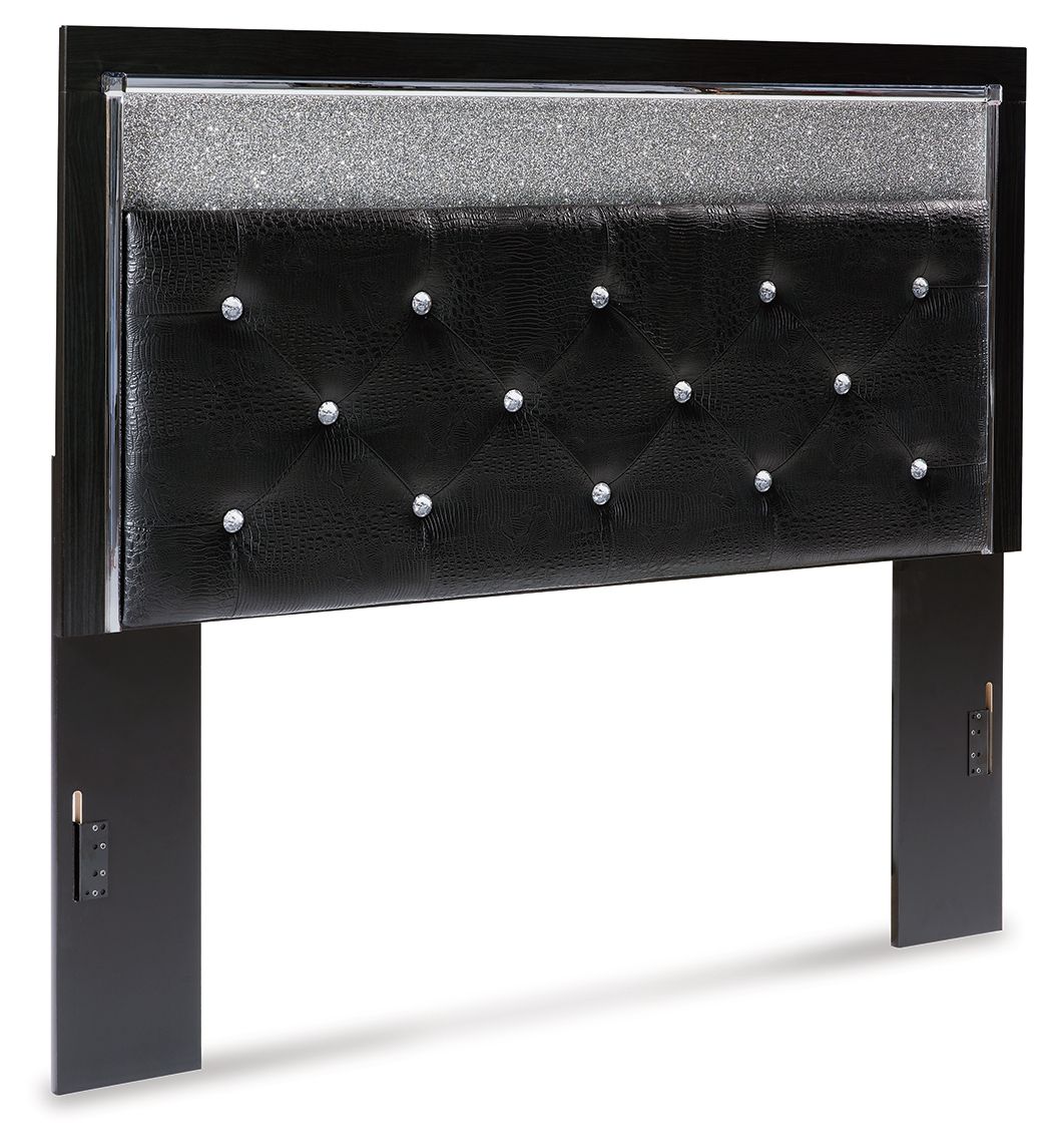 Kaydell Black Queen Uph Panel Headboard Glitter Details New