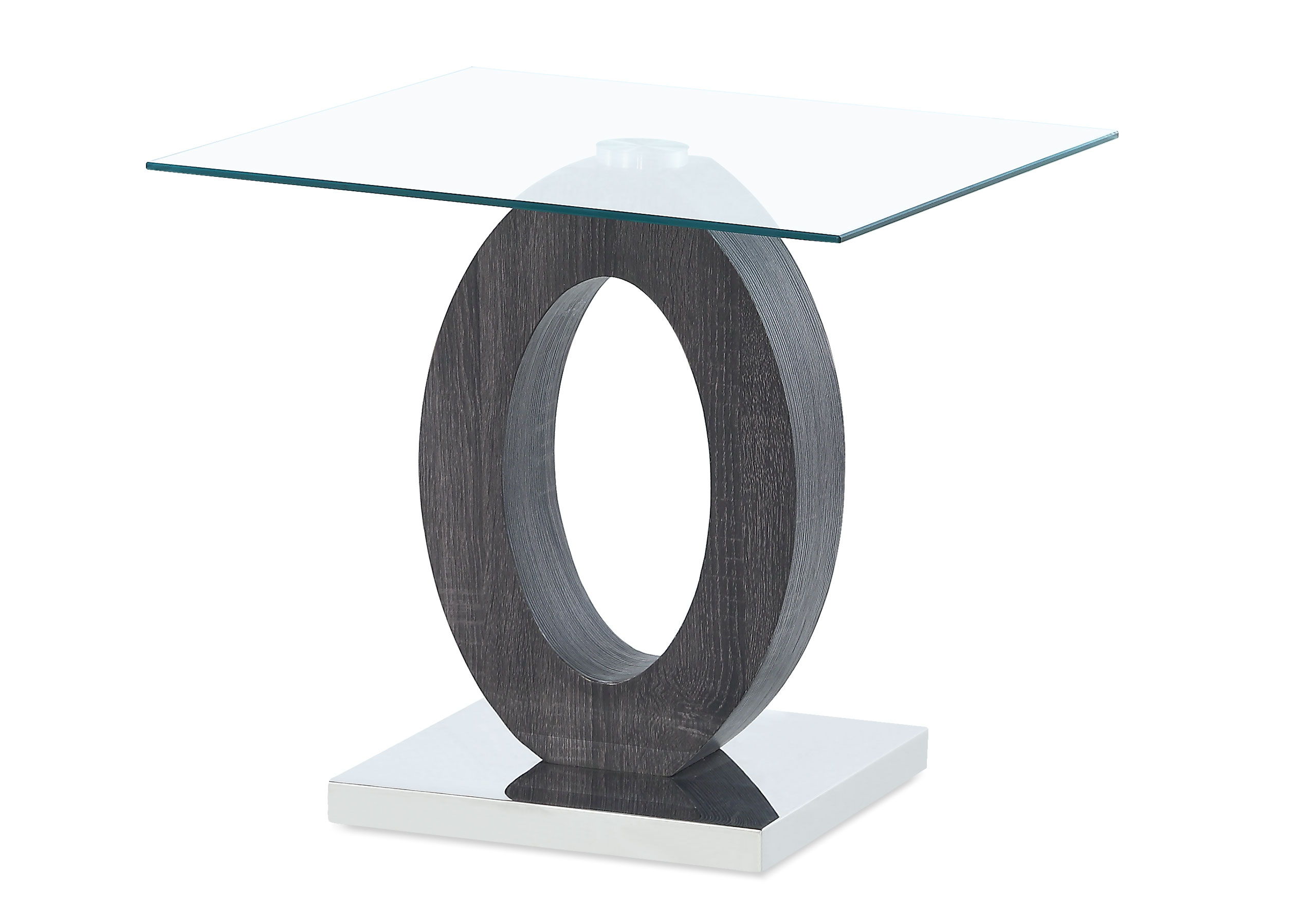 T1628 - End Table Column And Base - Dark Gray / Silver / White
