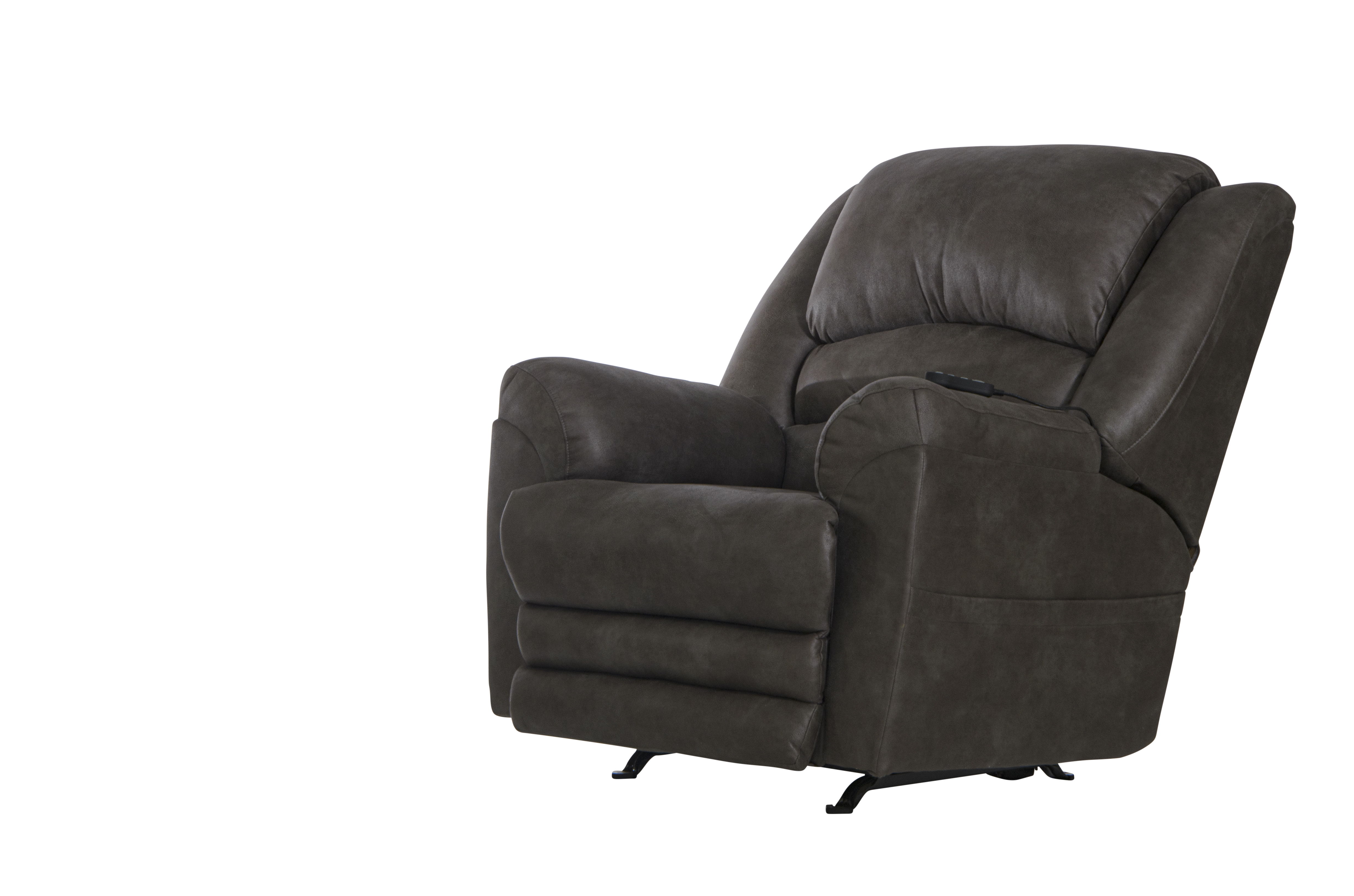Hayden - Fabric Chaise Rocker Recliner With Heat / Massage & Oversize Xtra Comfort Footrest - Dark Brown