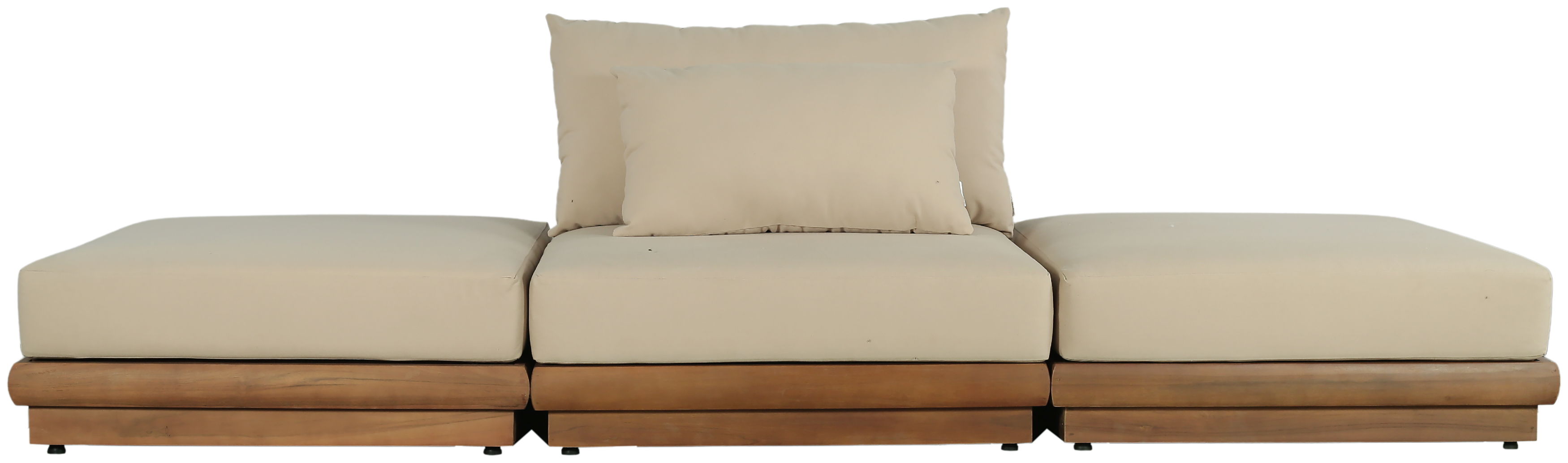 Mirella - 3 Piece Water Resistant Fabric 111" Upholstered Outdoor Patio Modular Sofa - Tan