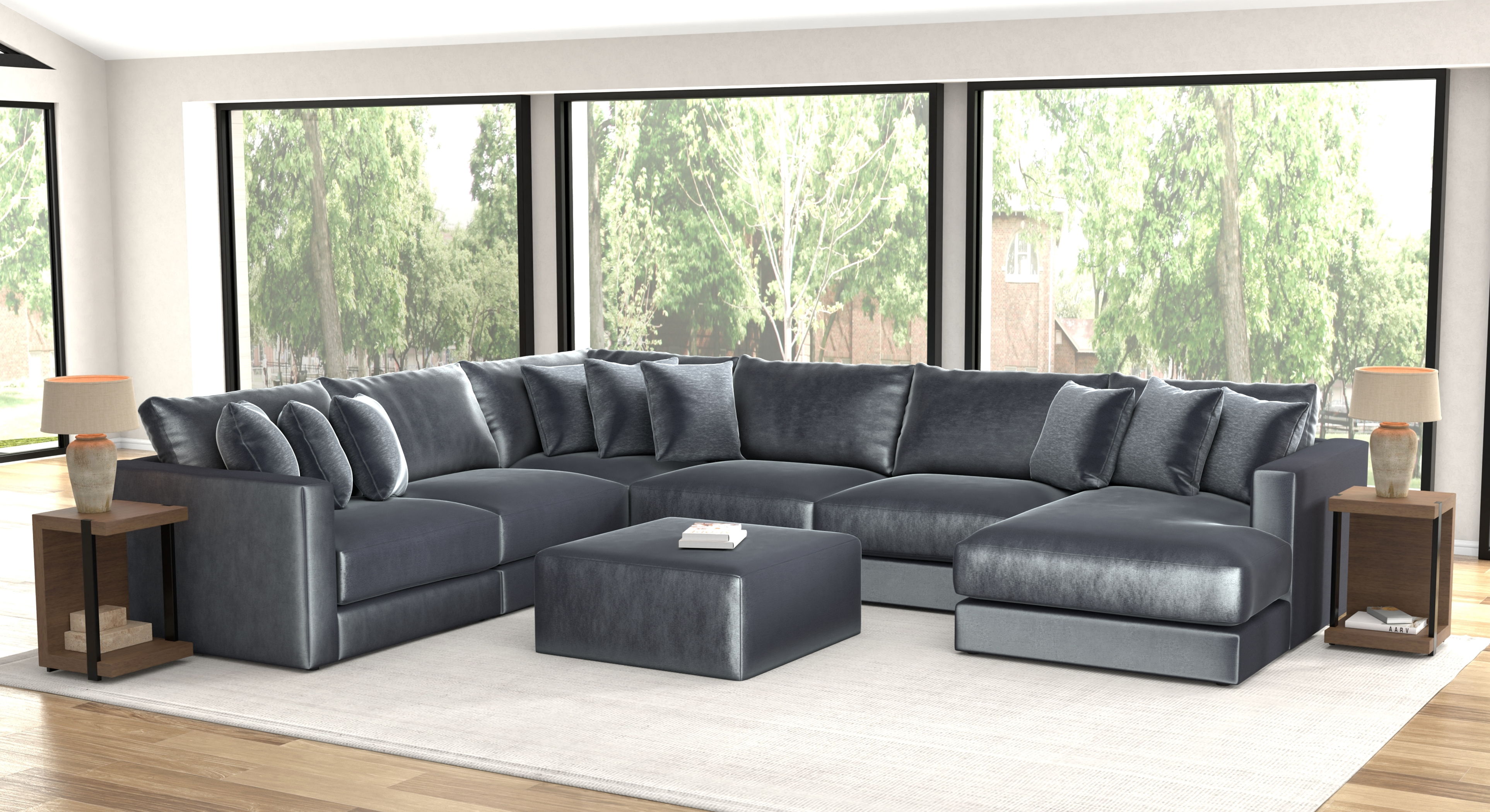 Remington - 6 Piece Modular Sectional (RSF Chaise) And 1 Included Cocktail Ottoman - Slate Image