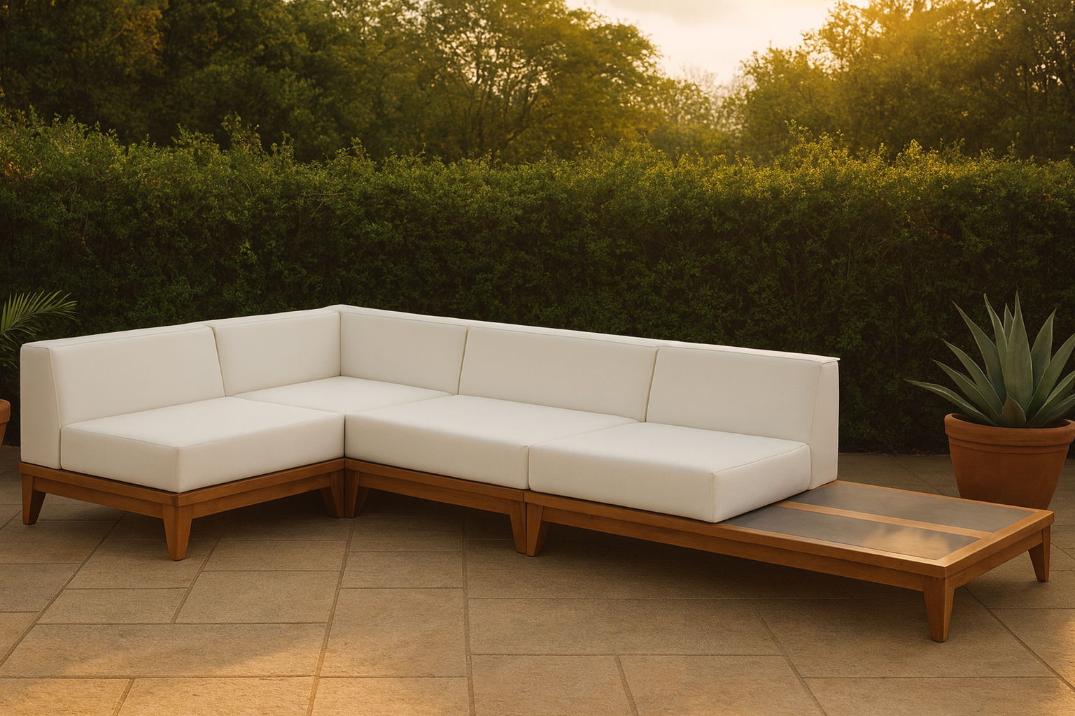 Rio - 4 Piece Wood Modular Sectional - Off White
