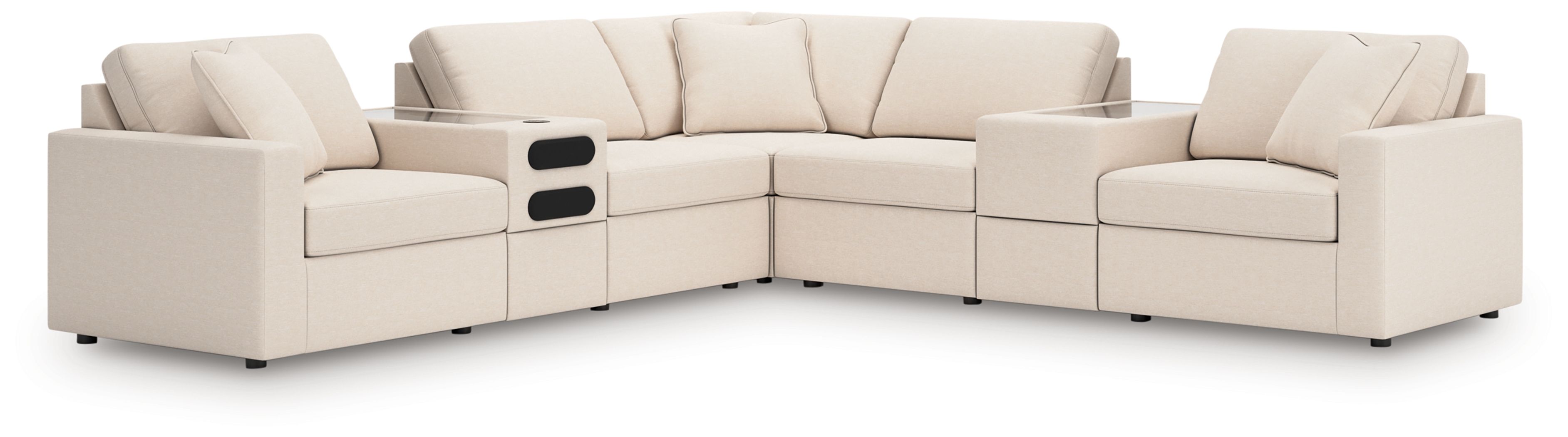 7 Pc · Balanced Sectional With Audio And Storage Consoles