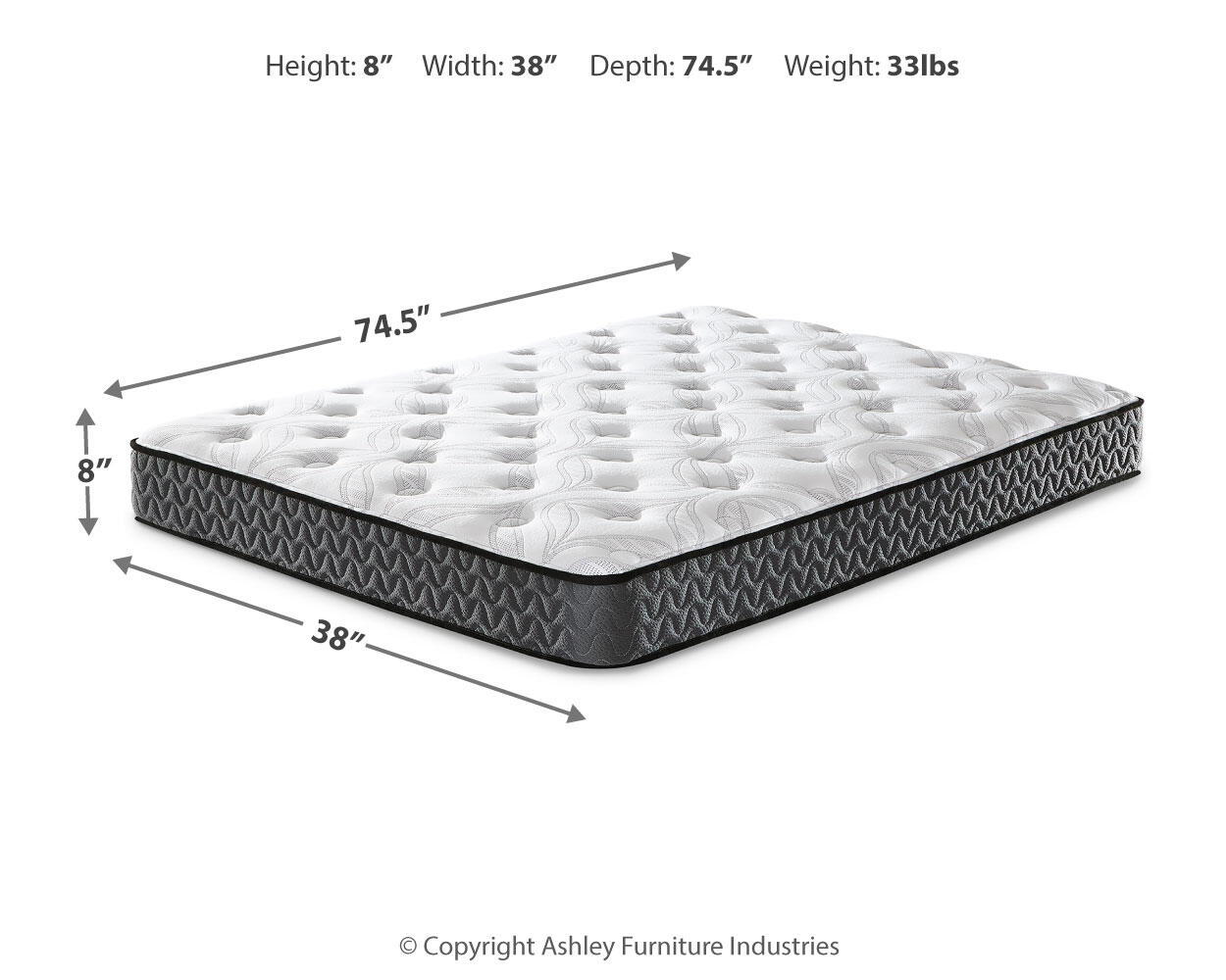 Ashley Furniture 8 Inch Bonnell Hybrid - Twin Mattress - White - Image 5