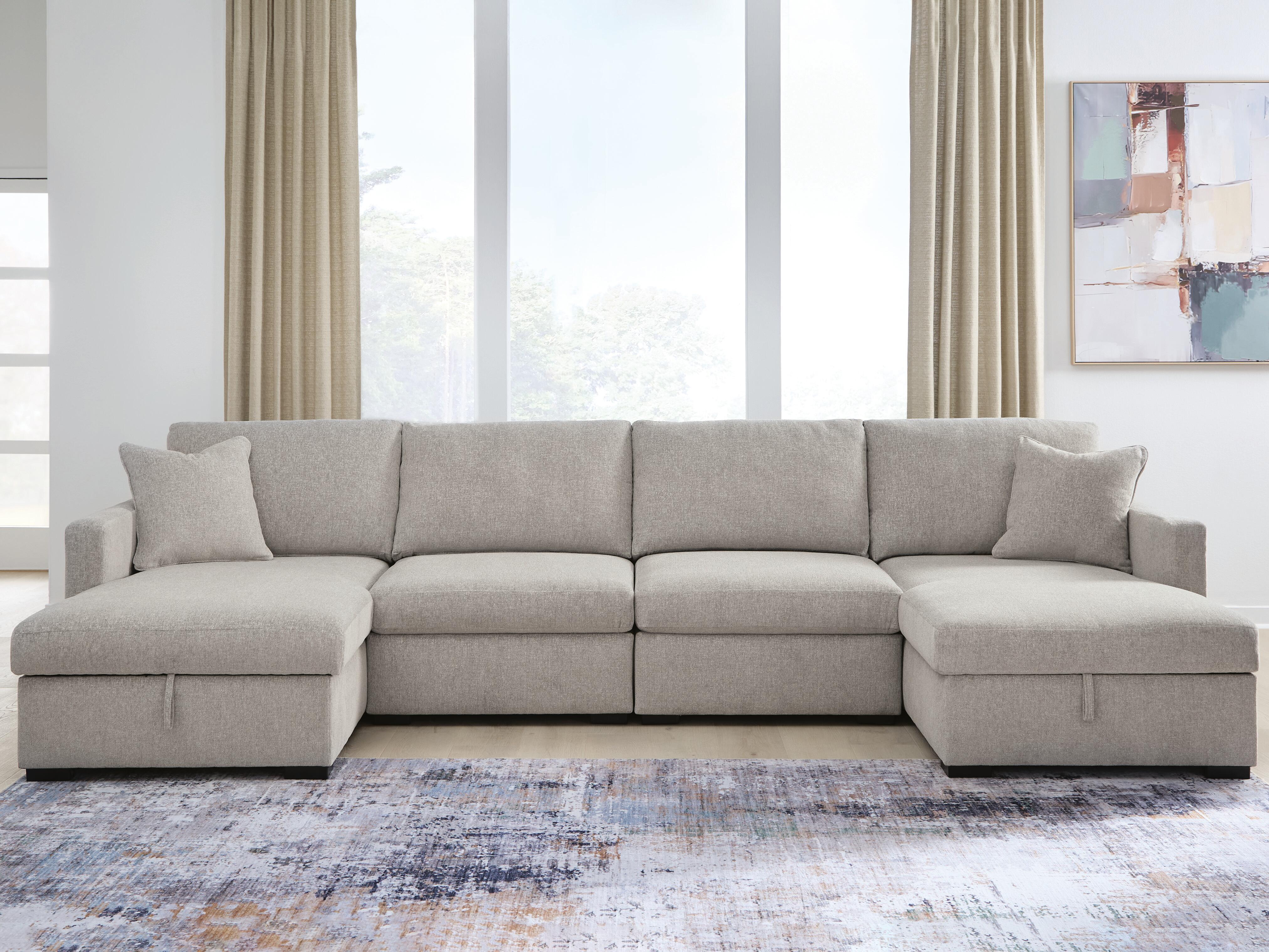 Ashley Furniture ModMax Luxe - 4-Piece Double Storage Chaise Sectional - Flint - Image 2