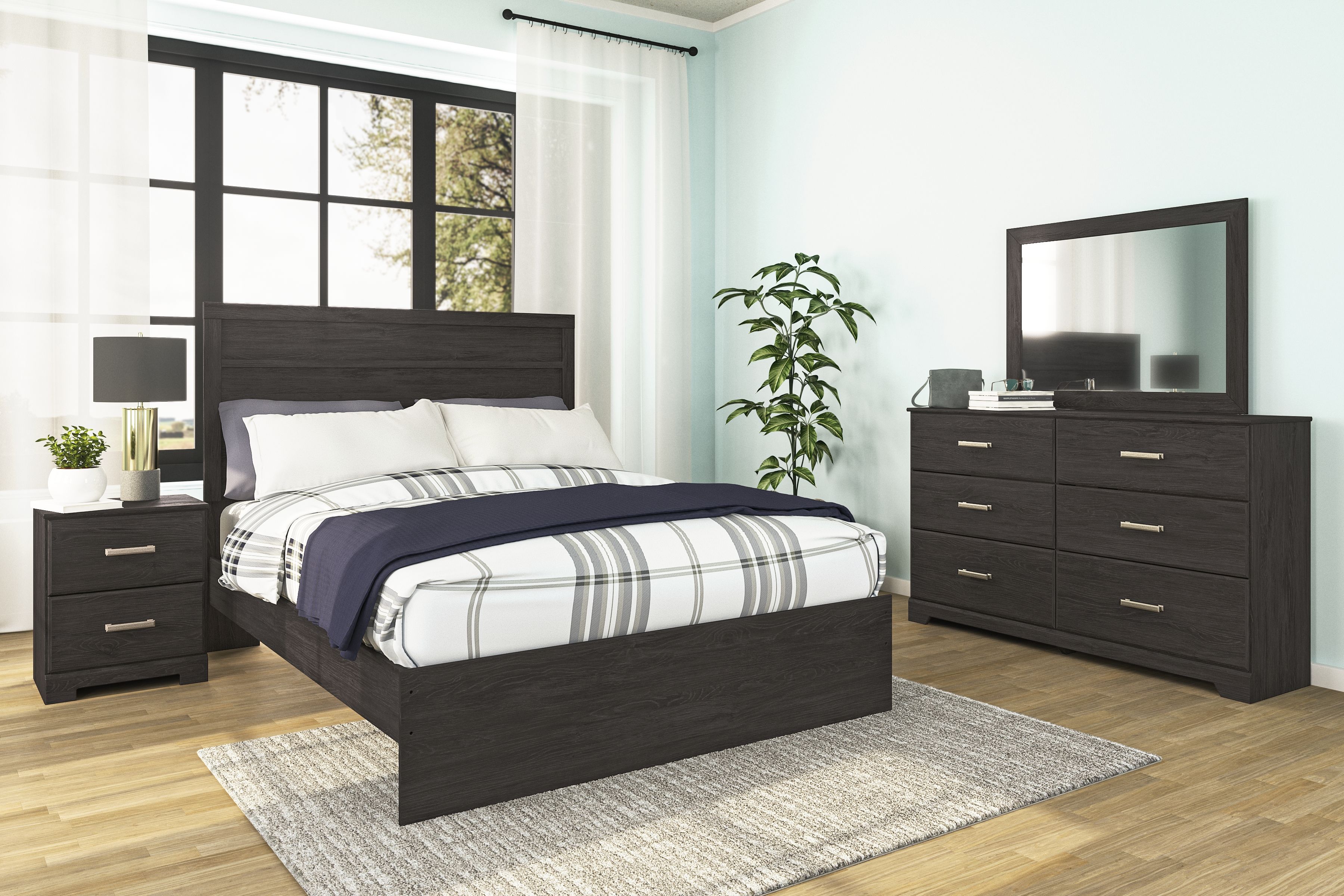 Ashley Belachime Two Drawer Night Stand - Charcoal