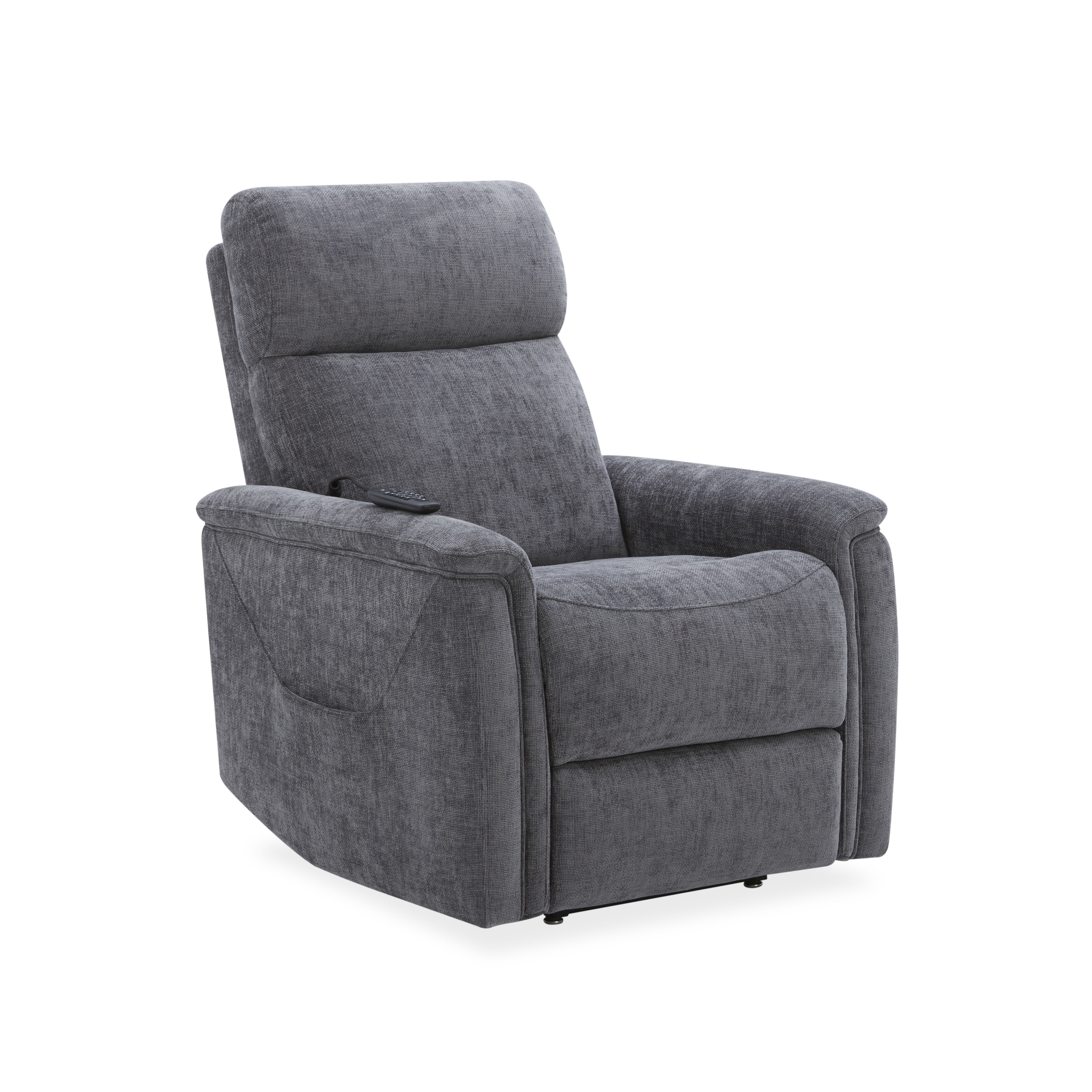 Luma - Petite Power Lift Recliner With Power Headrest, Lumbar, Heat & Massage - Dark Gray, dark gray