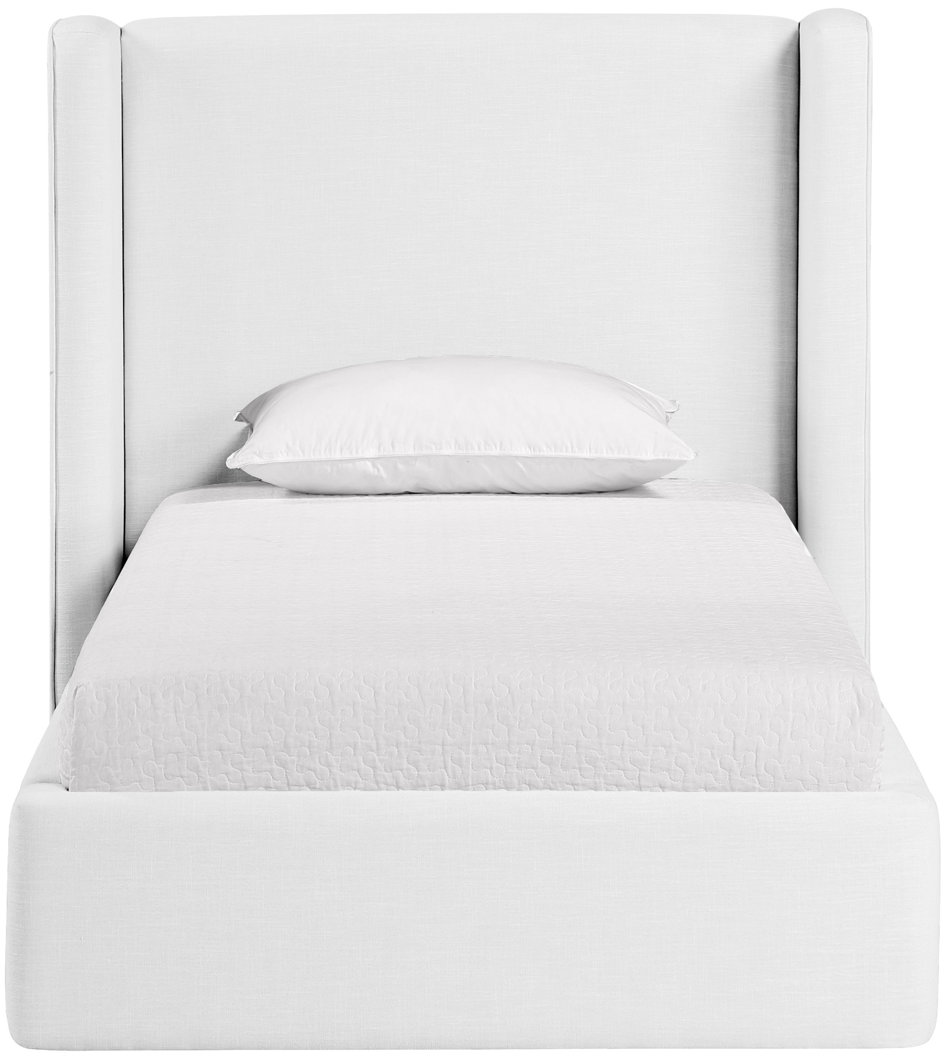 Kendall - Linen Textured Fabric Upholstered Twin Bed - White