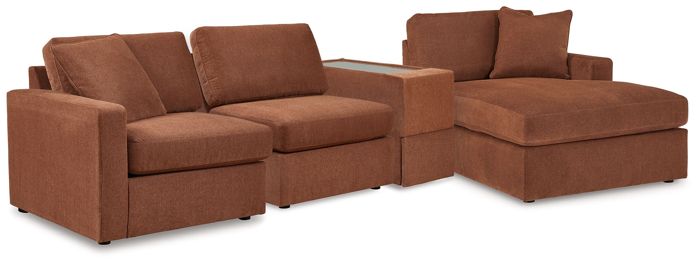 4 Pc · Sectional With Raf Corner Chaise And Storage Console
