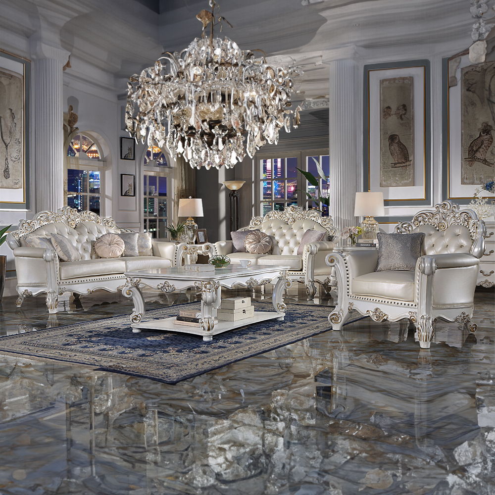 Vendome - Sofa With 5 Pillows - Champagne Synthetic Leather & Antique Pearl, beige, view 6