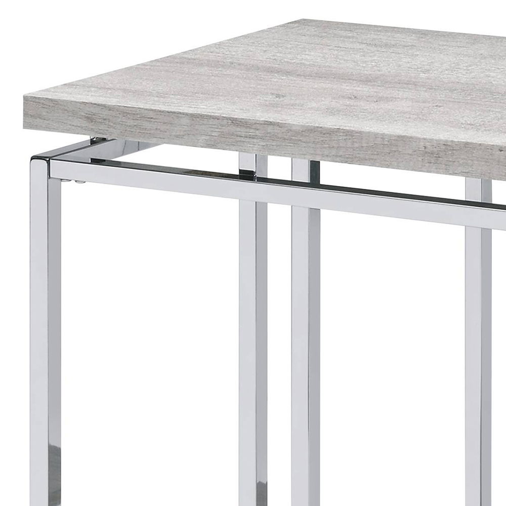 Chafik - Sofa Table - Natural Oak & Chrome, light brown, view 4