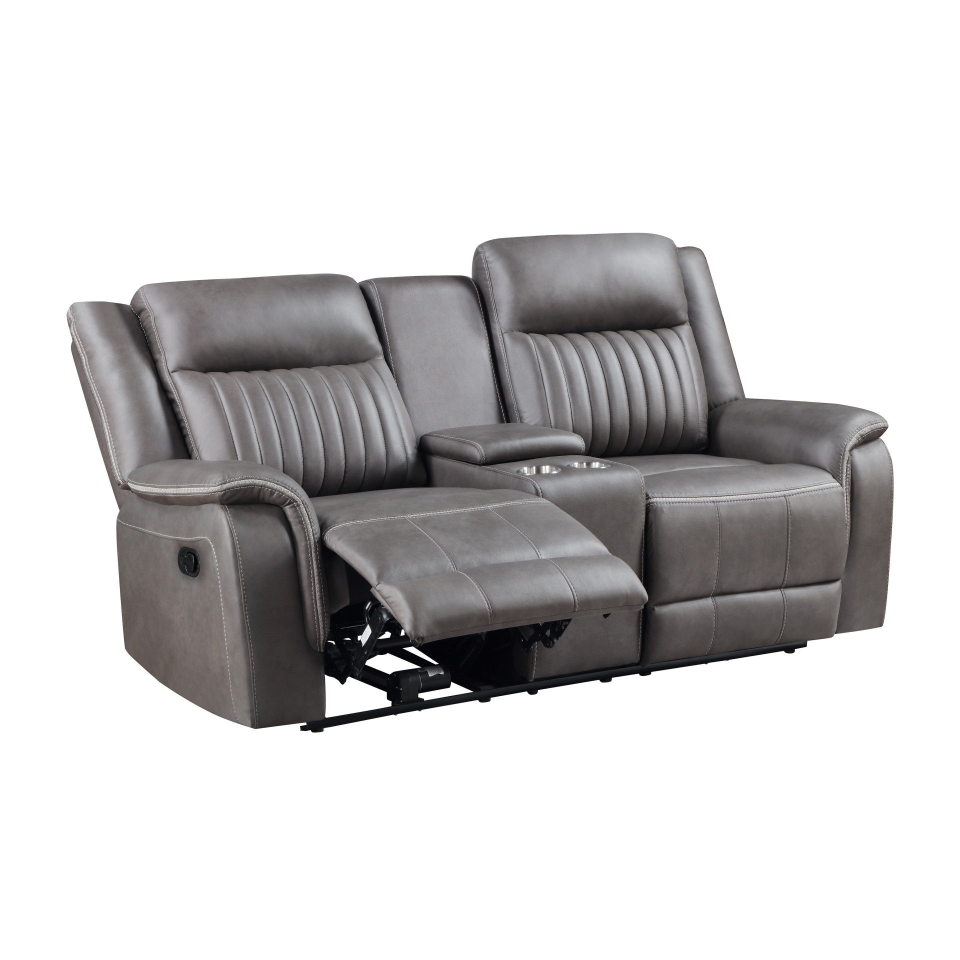Enzo - Console Loveseat With Dual Recliners - Gray