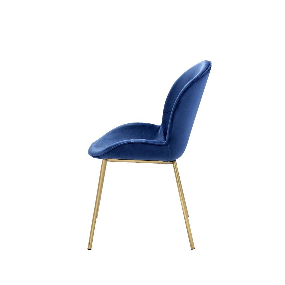 Chuchip - Side Chair (Set of 2) - Blue Velvet & Gold, blue, view 6