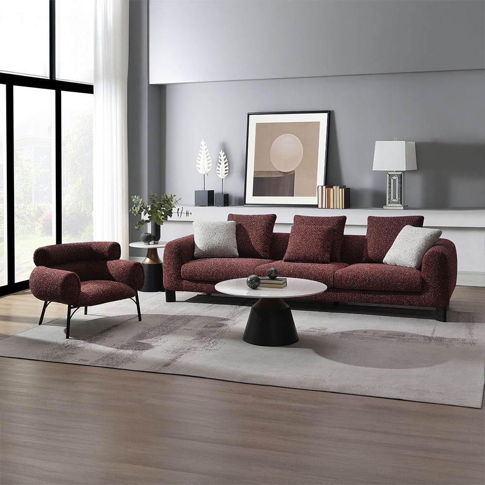 Mardi - Chair - Maroon Tweed, dark red
