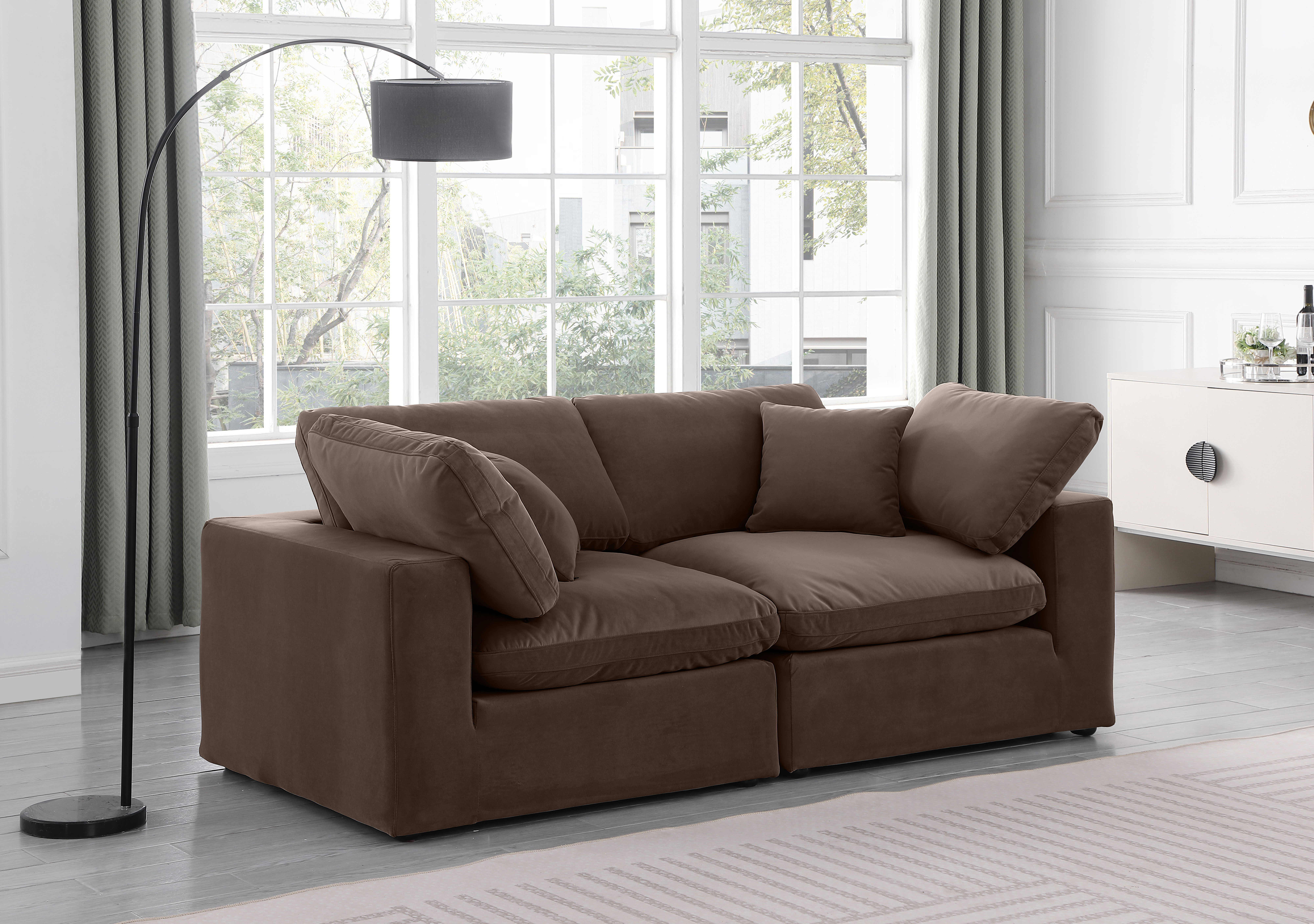 Comfy - Velvet Modular Sofa 2 Pieces - Brown