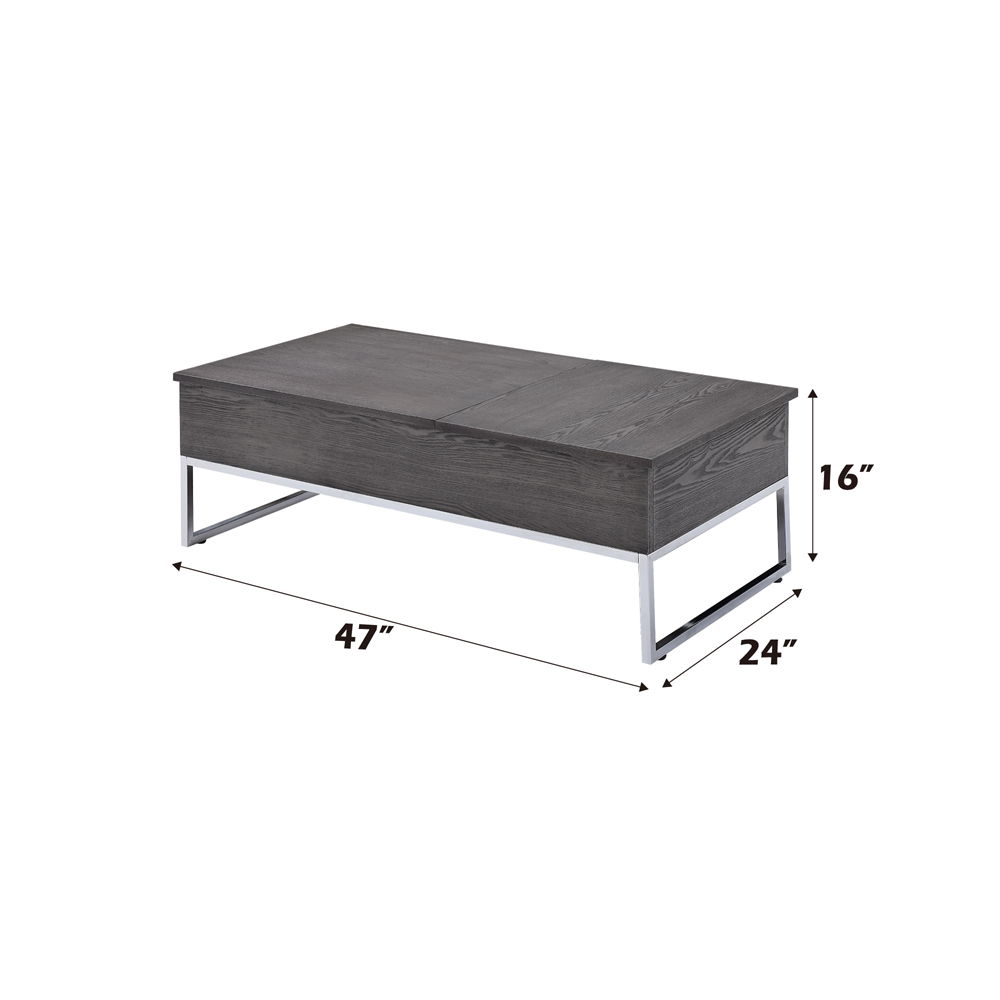 Iban - Coffee Table With Lift Top - Gray Oak & Chrome, dark gray, view 6