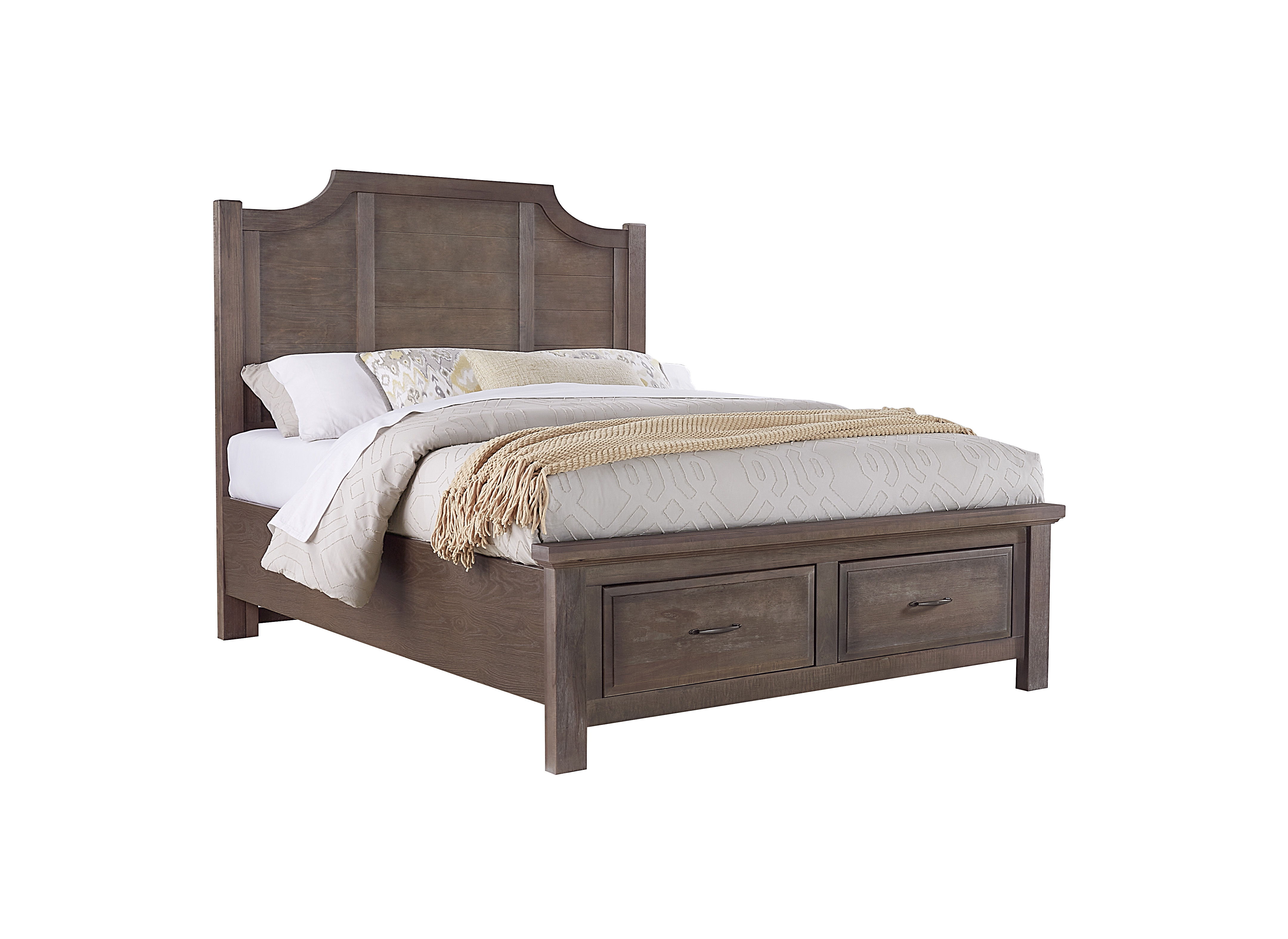Vaughan-Bassett Maple Road - Queen Scalloped Storage Bed - Maple Syrup