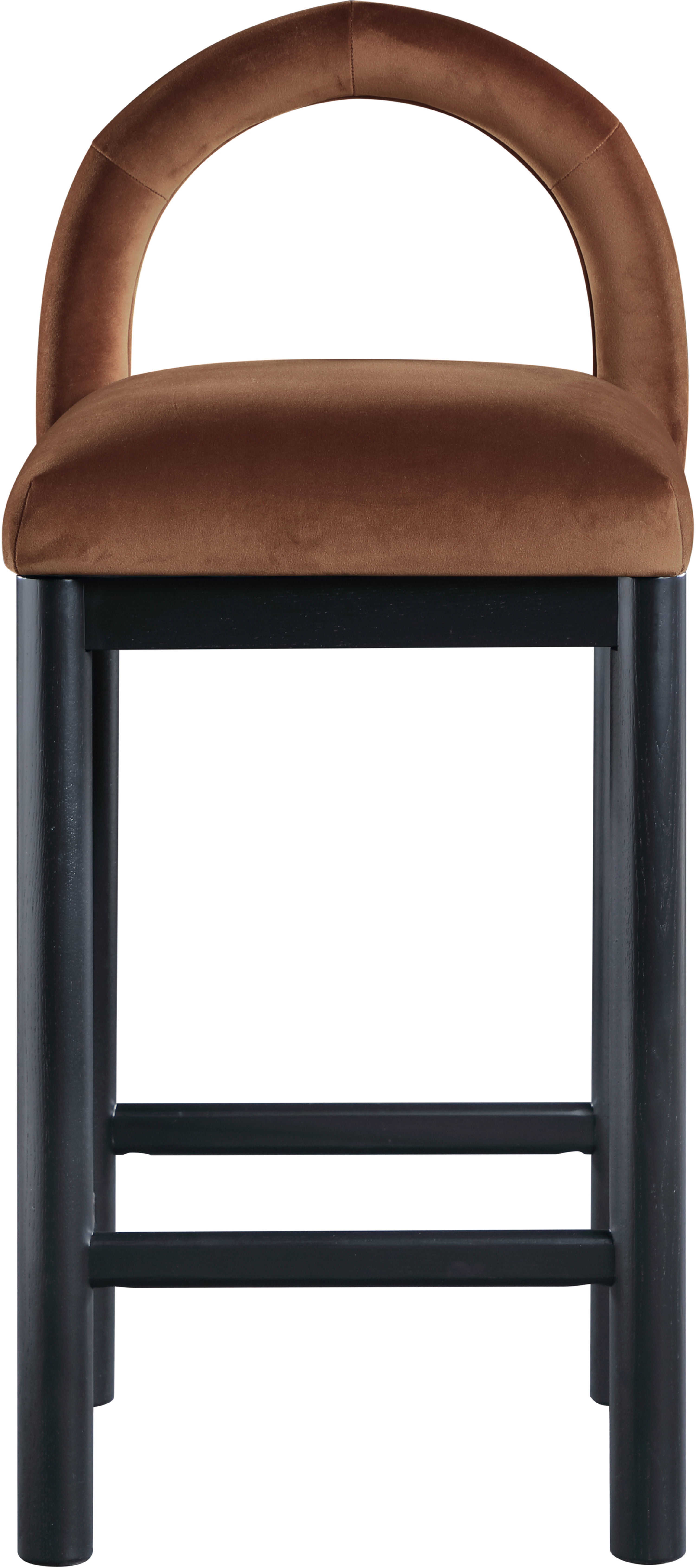 Conrad - Velvet Counter Stool With Black Legs - Cognac