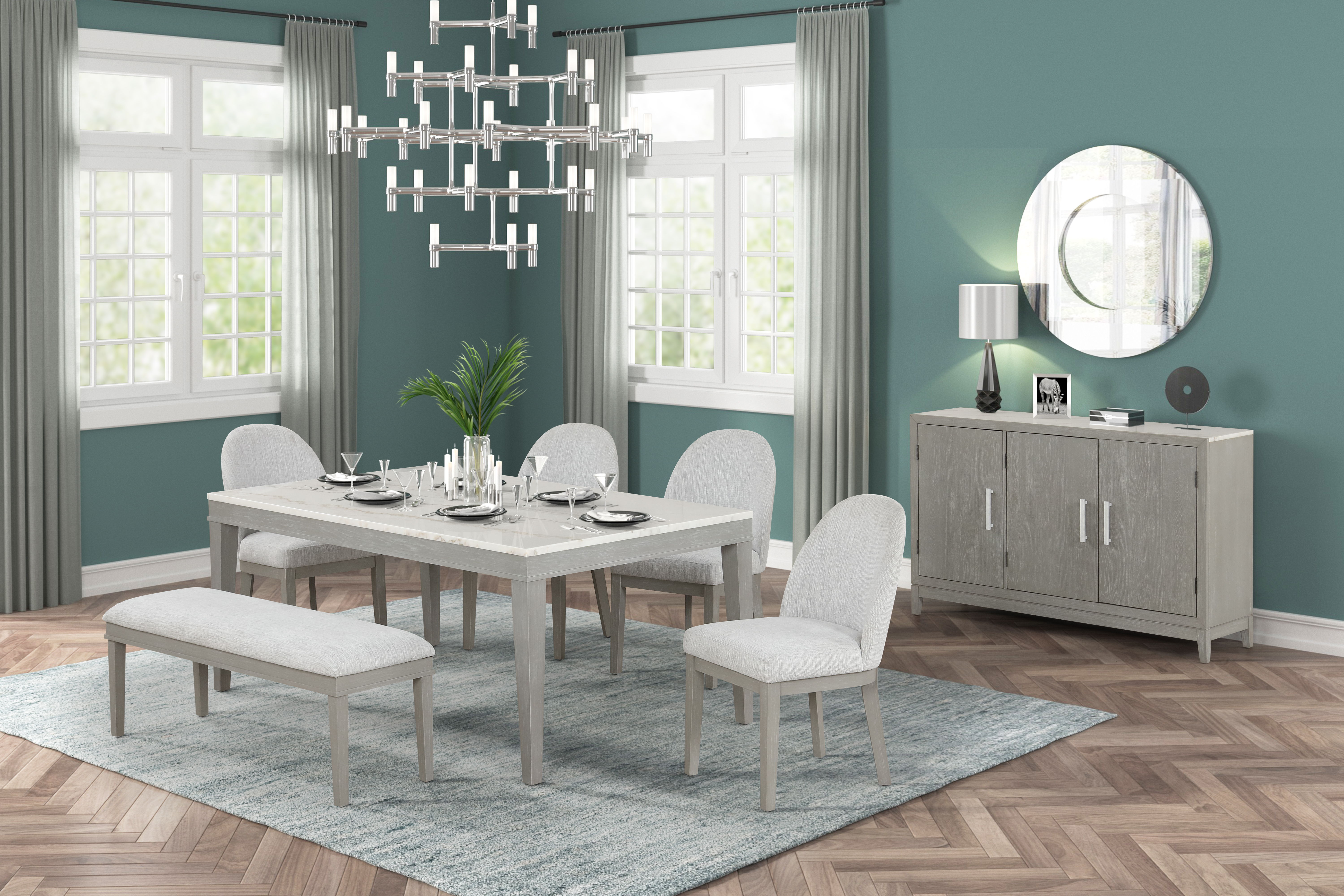 Essence - 70" Rectangle Dining Table With Marble Top - Gray