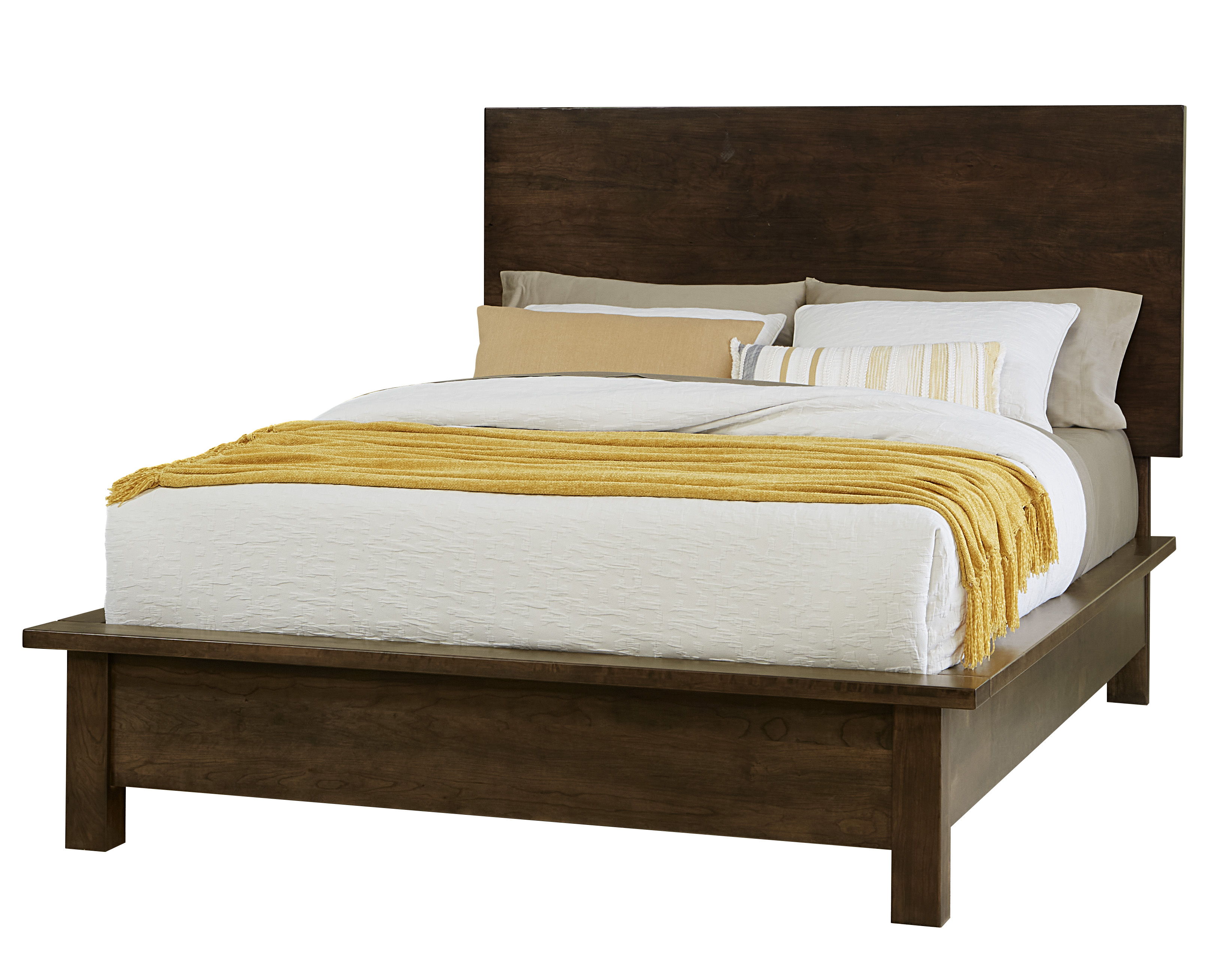 Vaughan-Bassett Crafted Cherry - Ben's King Plank Bed With Terrace Footboard - Dark Cherry