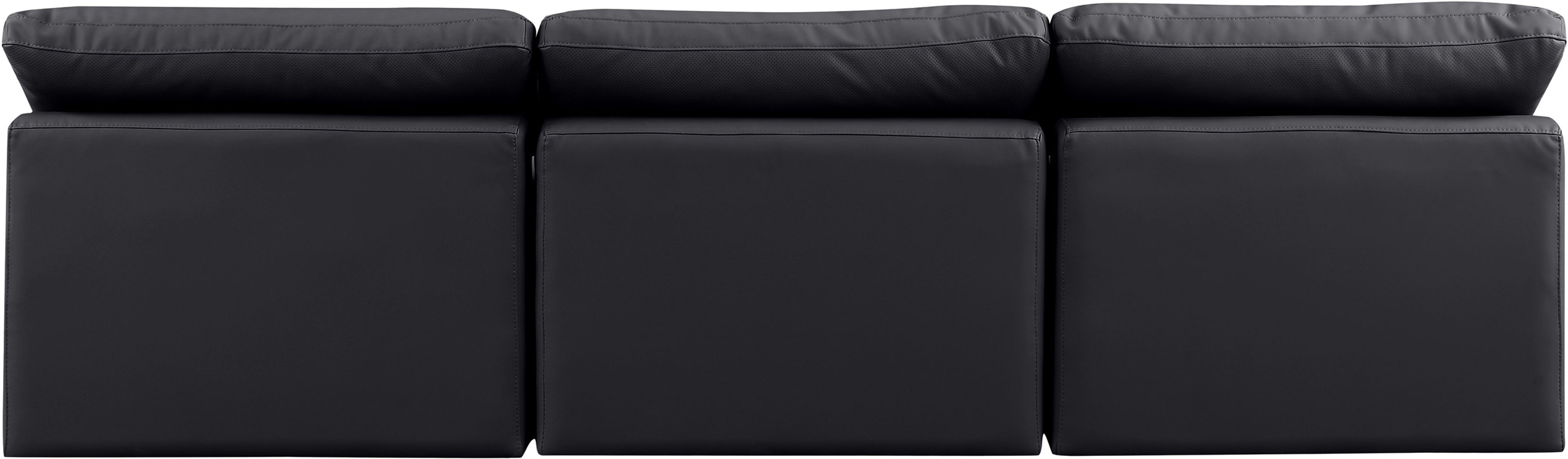 Indulge - Faux Leather 3 Piece Modular Armless Sofa - Black