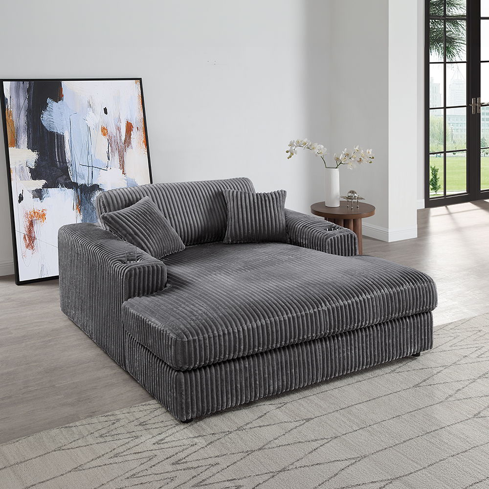 Hilde - Chaise With 2 Pillows - Gray Image