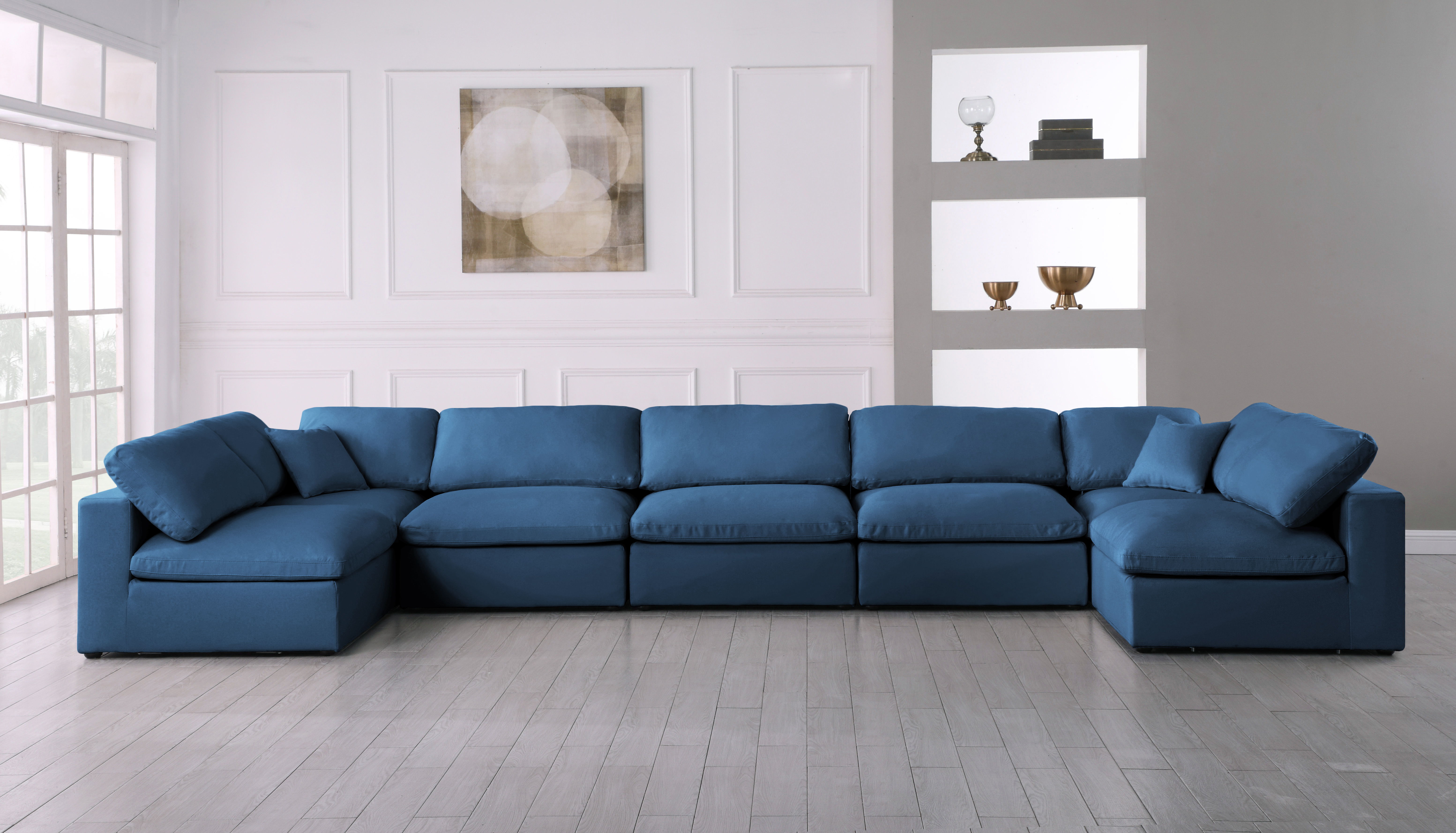 Plush - 7 Piece Modular U-Shaped Sectional - Navy