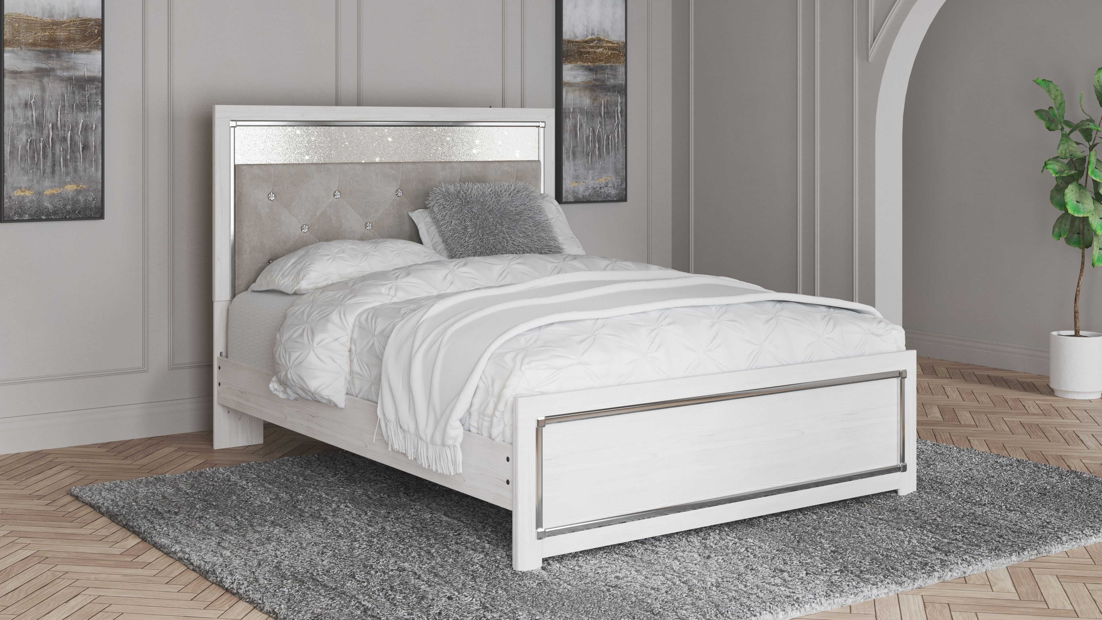 Ashley Furniture Altyra - Queen Panel Bed With Roll Slats - White - Image 2